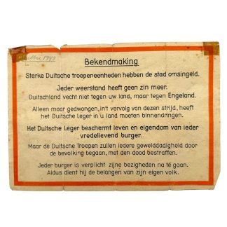 Original WWII German propaganda flyer May 1940 invasion of the Netherlands