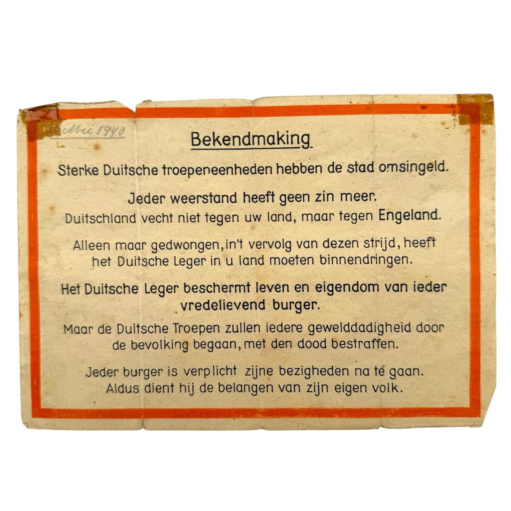 Original WWII German propaganda flyer May 1940 invasion of the Netherlands
