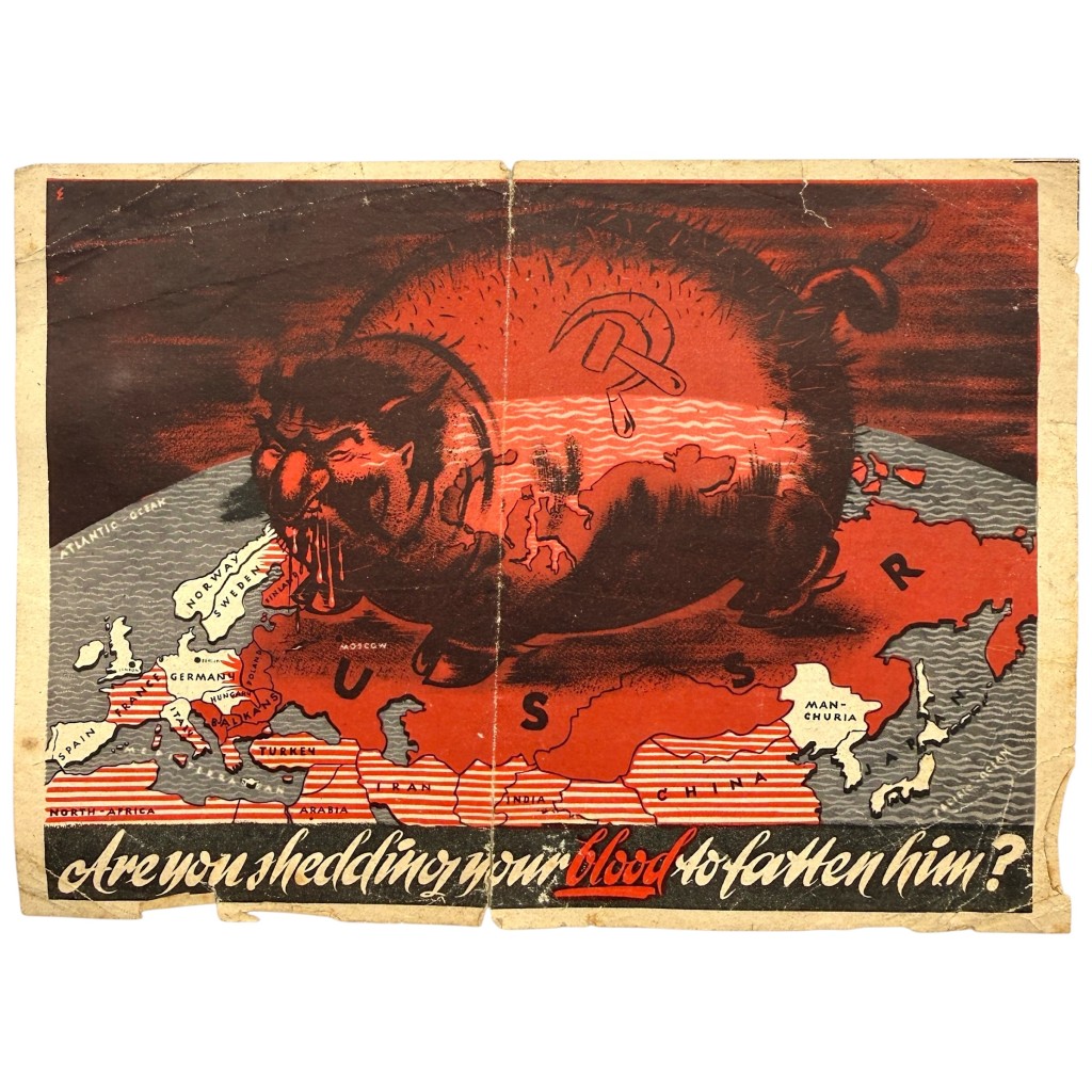 Original WWII German propaganda leaflet 'Are you shedding your blood to fatten him?'
