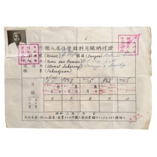 Origineel WWII Japans bezettingsdocument Nederlands-Indië buitenlander registratie Malang Oost-Java pasfoto Japanse stempels militaria.