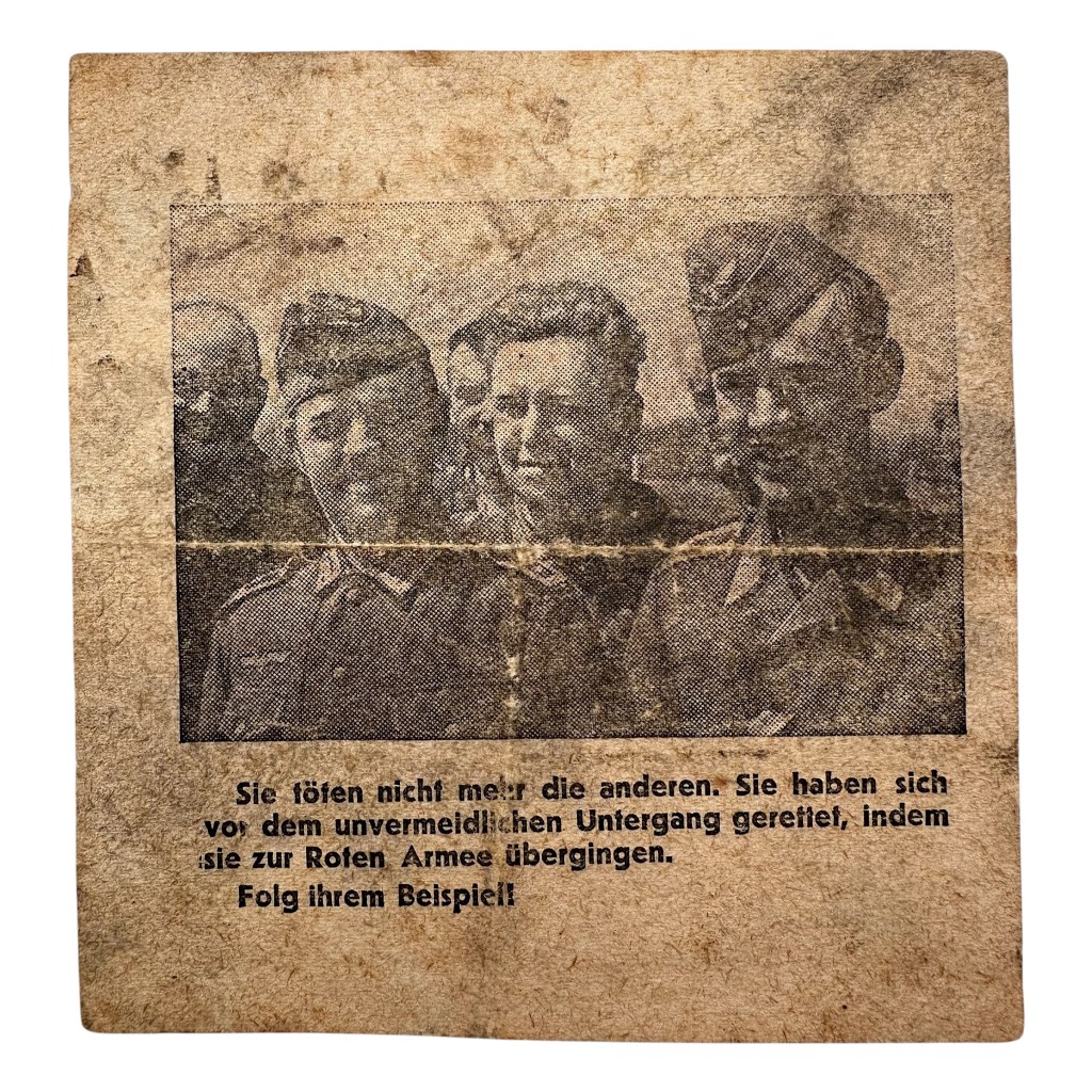 Original WWII Soviet Russian Propaganda Leaflet for German Soldiers – Safe Conduct Pass – Red Army