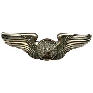 Original WWII USAAF Aircrew Wings sterling silver pinback American Army Air Forces aviation badge World War II militaria collectors item.