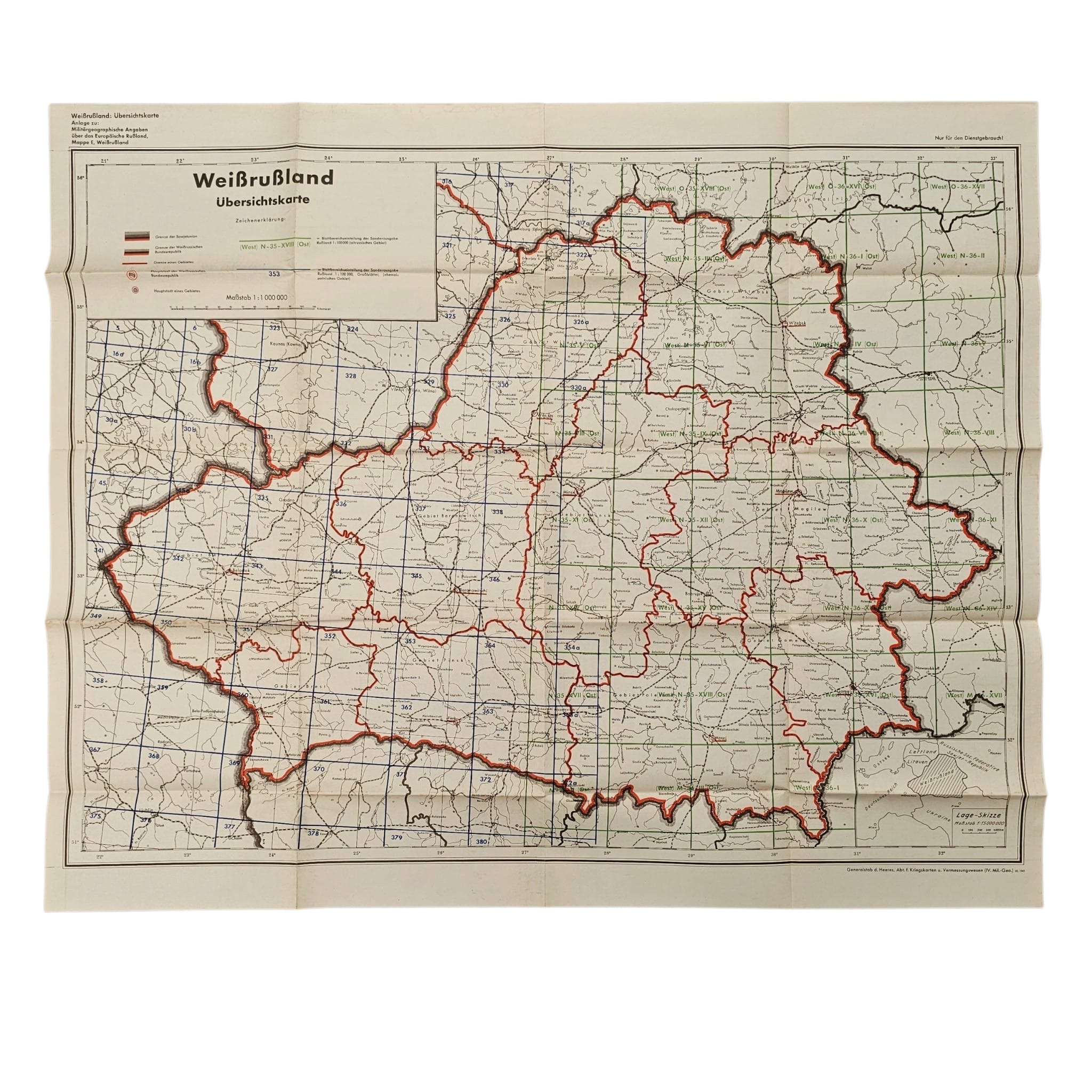 Original WWII German Wehrmacht Military Map Set Weißrußland 1941 – Operation Barbarossa - Afbeelding 13