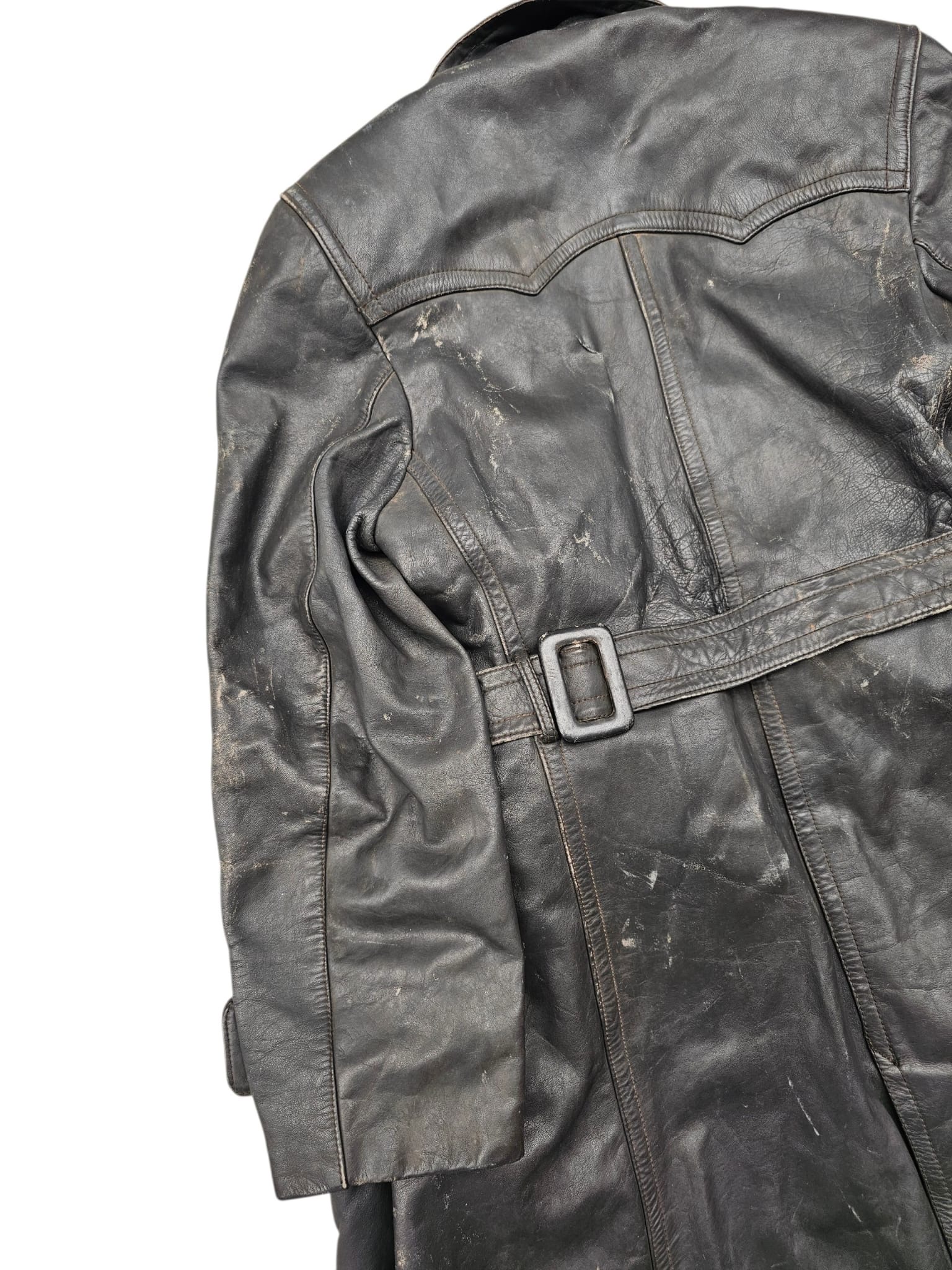 Original WWII German Civilian Black Leather Coat - Afbeelding 7