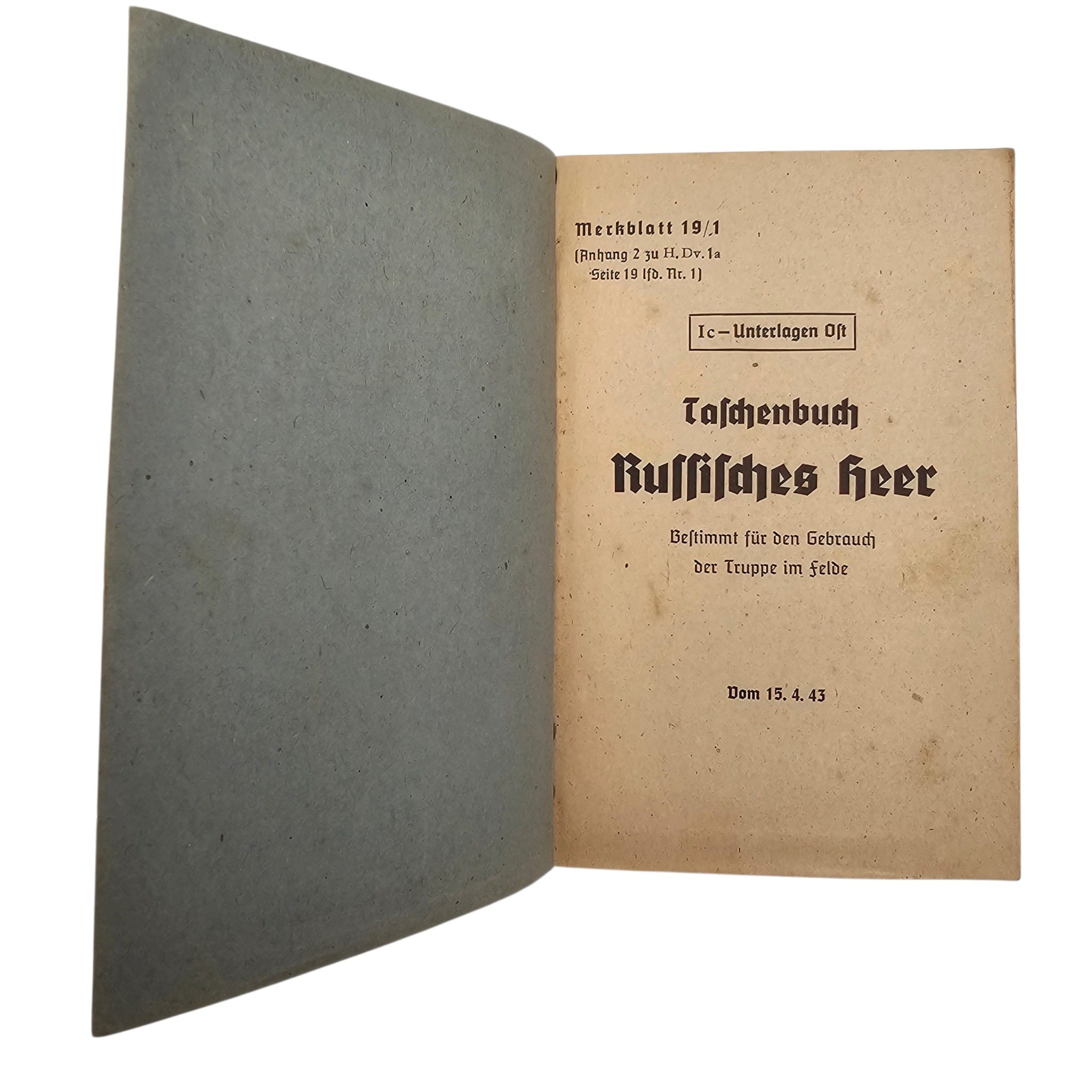 Original WWII German Wehrmacht Taschenbuch Russisches Heer Field Manual – 15 April 1943