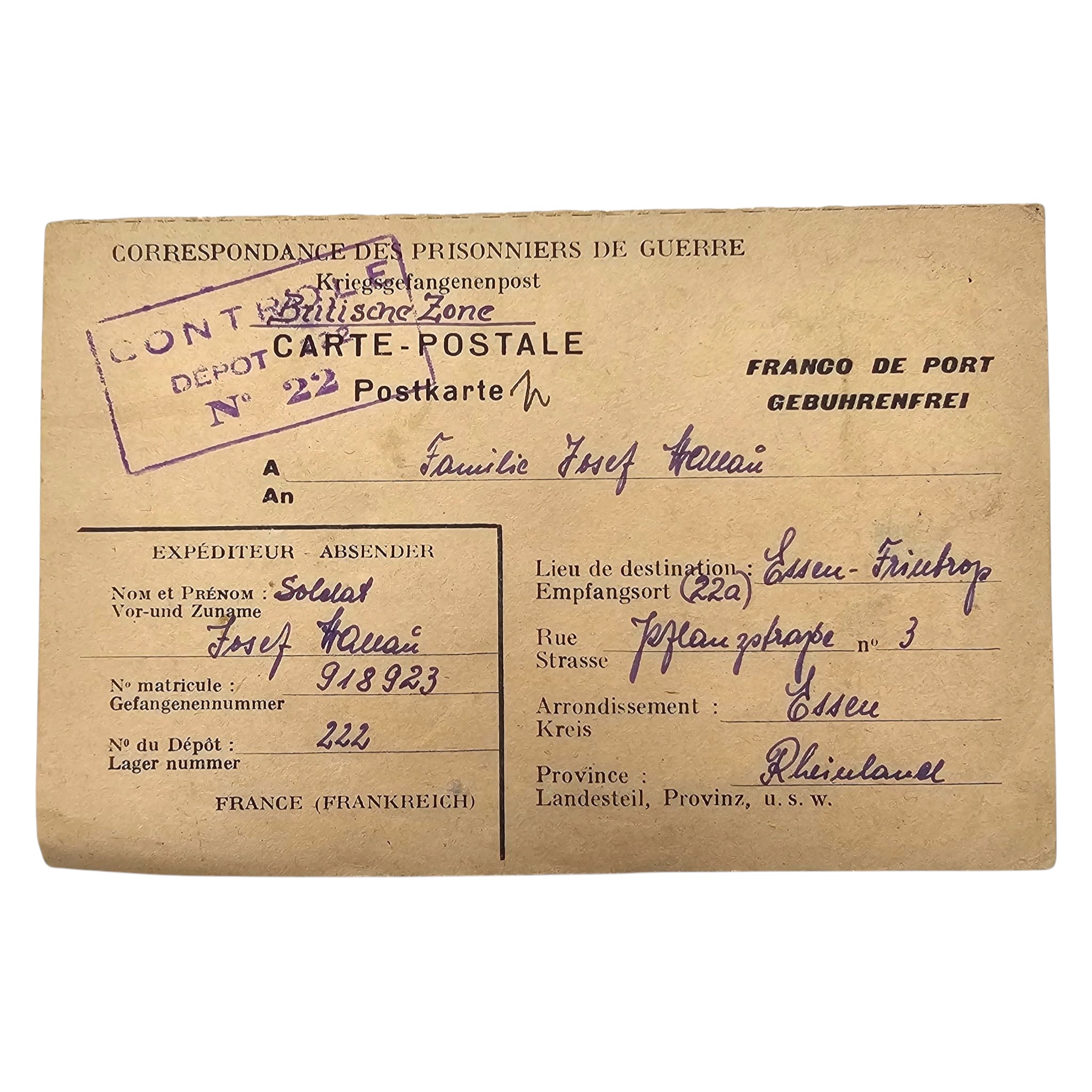 Original WWII German Kriegsmarine Blum Family Grouping – May 1945 ID Card & POW Documents - Afbeelding 10