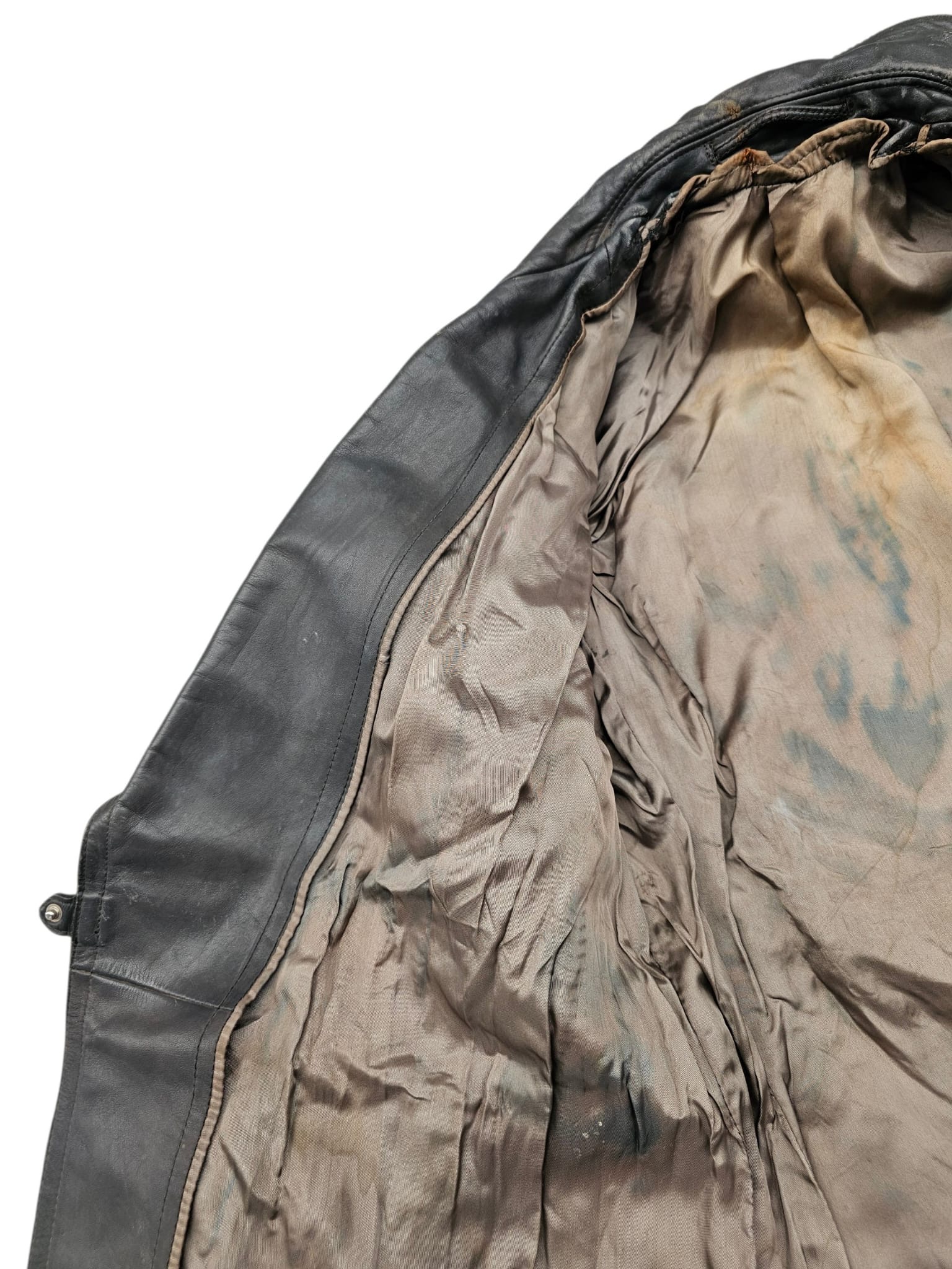 Original WWII German Civilian Black Leather Coat - Afbeelding 6