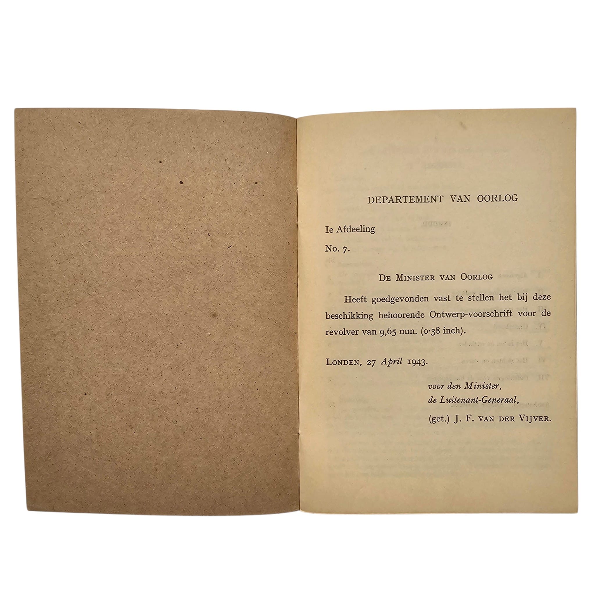 Original WWII Dutch Army 9.65mm Revolver Manual No. 800 – London 1943 - Afbeelding 2