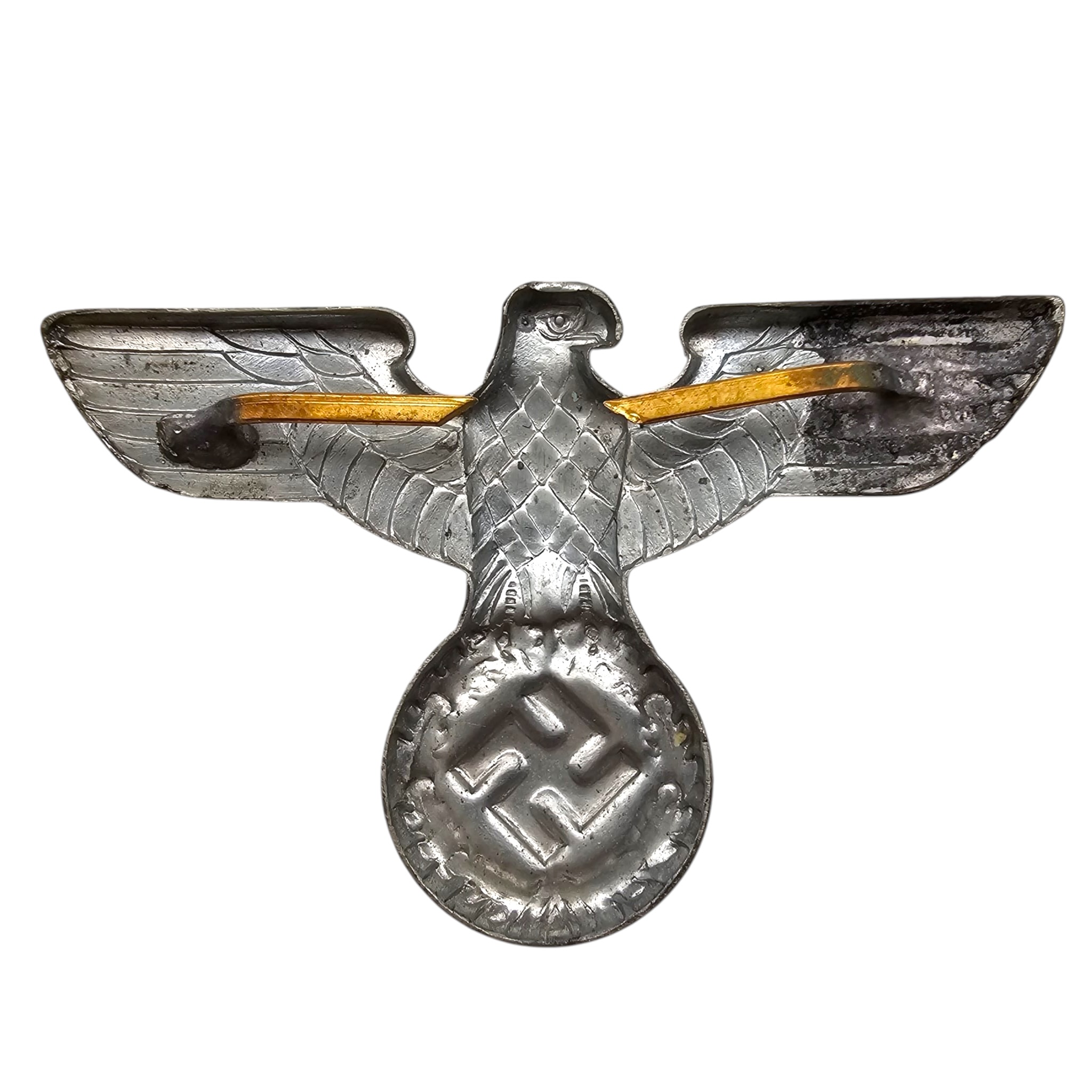 Original WWII German NSDAP visor cap eagle reverse with prongs