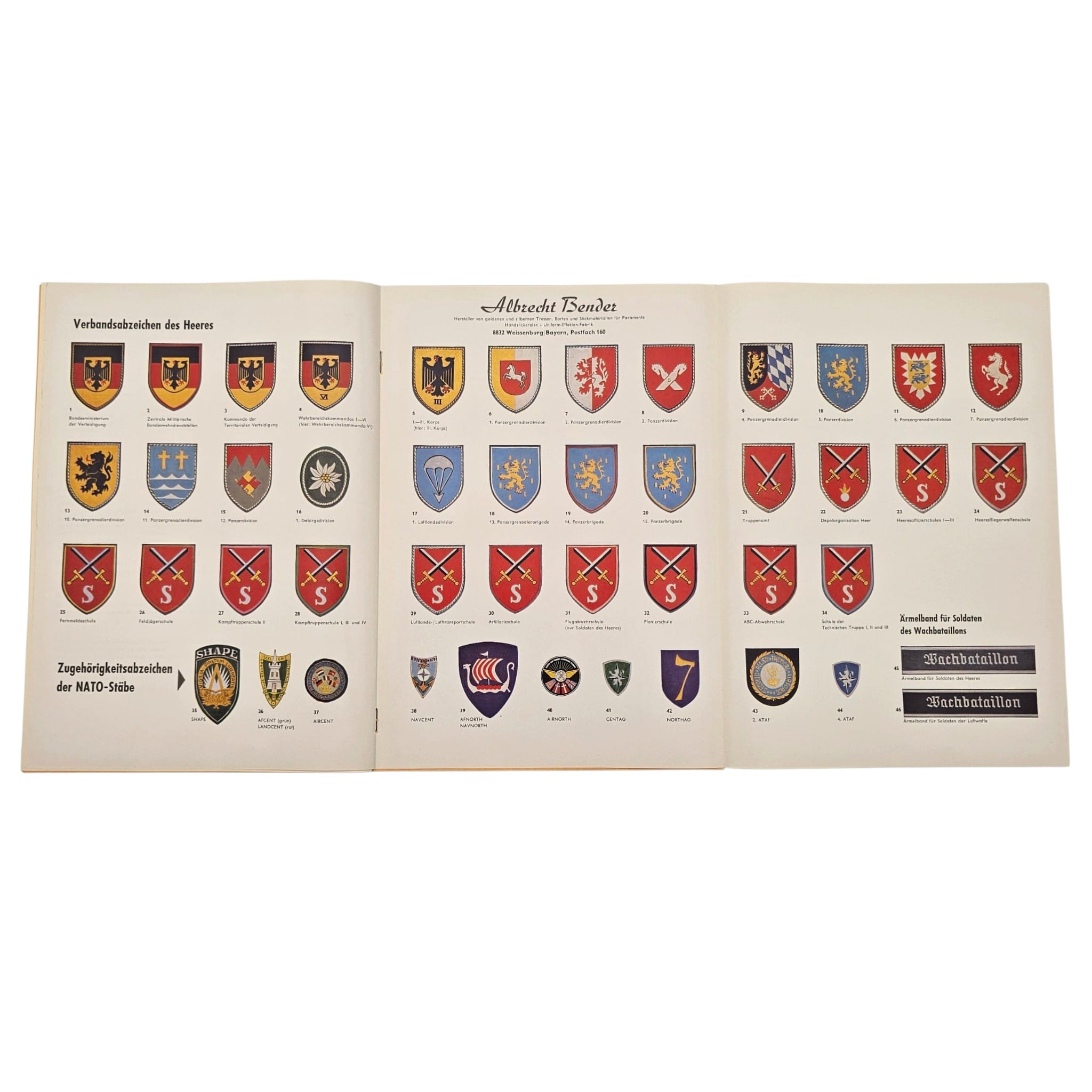 Original German Bundeswehr Albert Bender Heer & Luftwaffe Insignia Price Catalogue c. 1960–1970