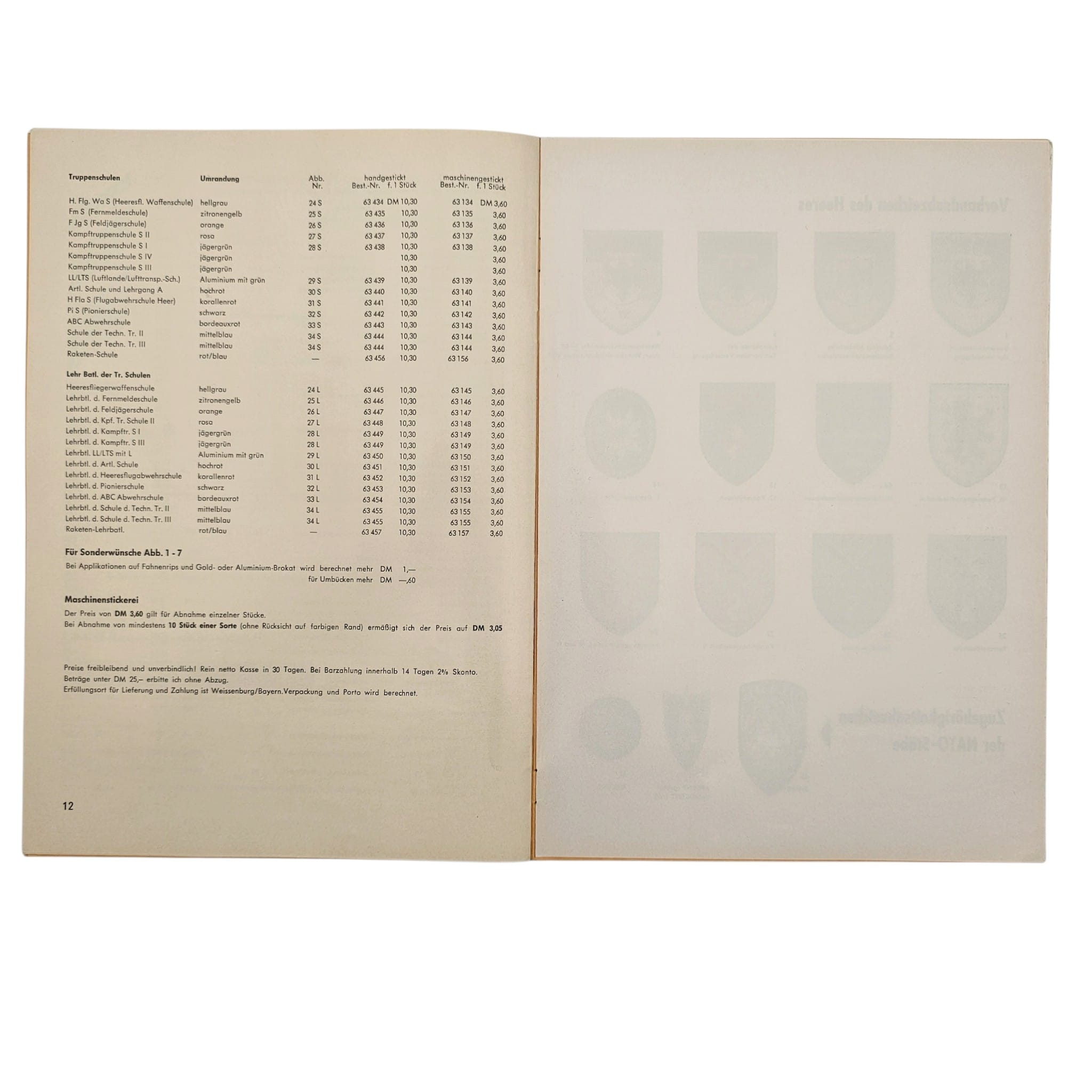 Original German Bundeswehr Albert Bender Heer & Luftwaffe Insignia Price Catalogue c. 1960–1970 - Afbeelding 7