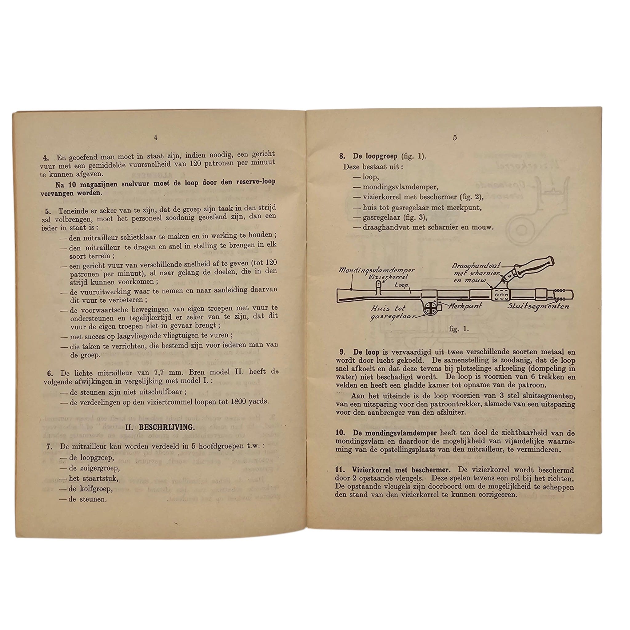 Original WWII Dutch Army Bren Model I 7.7mm Light Machine Gun Manual No. 802 – London 1943 - Afbeelding 8