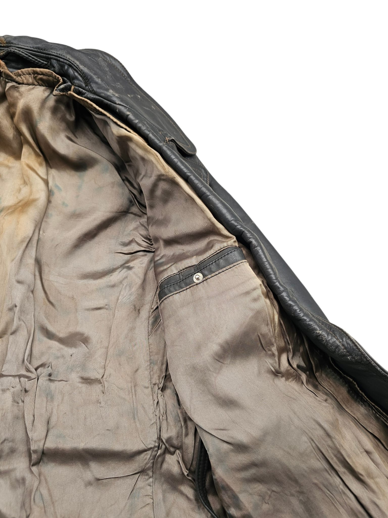 Original WWII German Civilian Black Leather Coat - Afbeelding 5