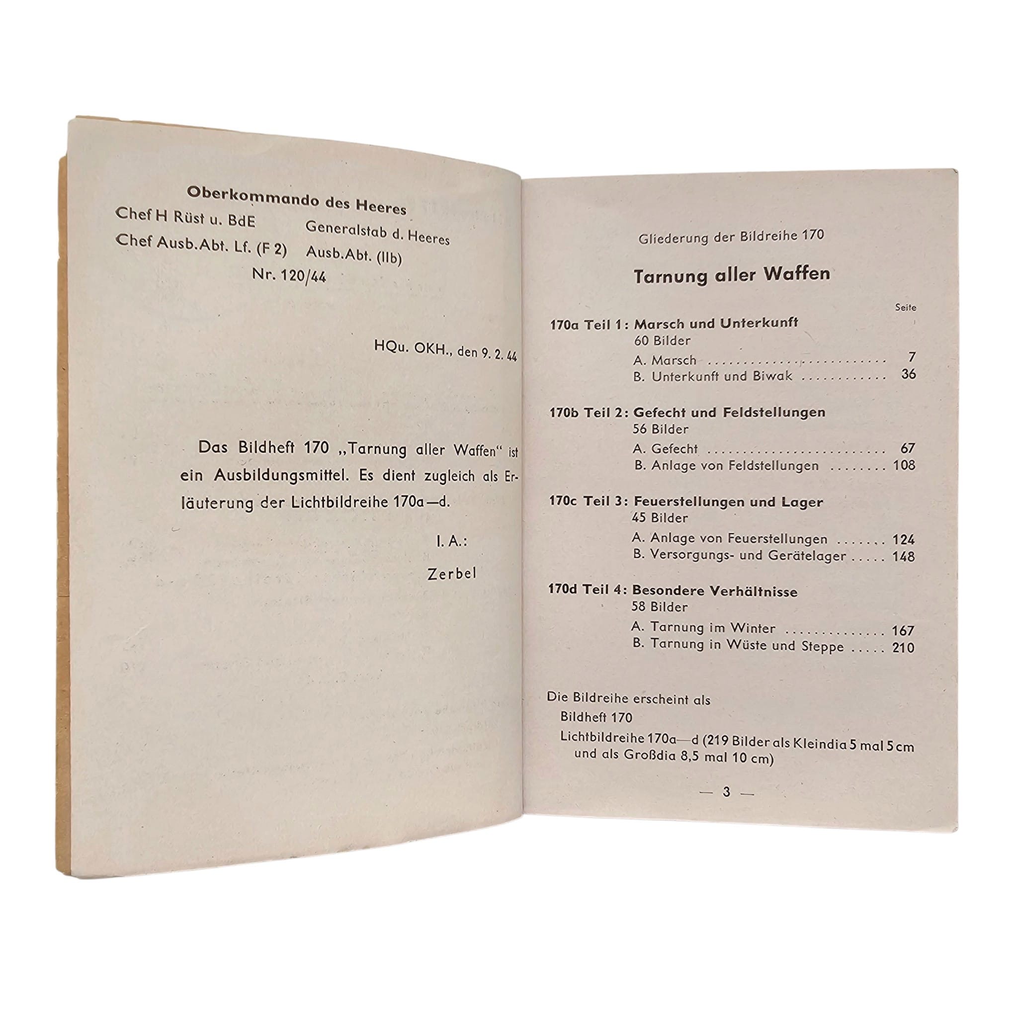 Original WWII German Army Camouflage Manual 'Tarnung aller Waffen' Bildheft 170 – 1944 - Afbeelding 2