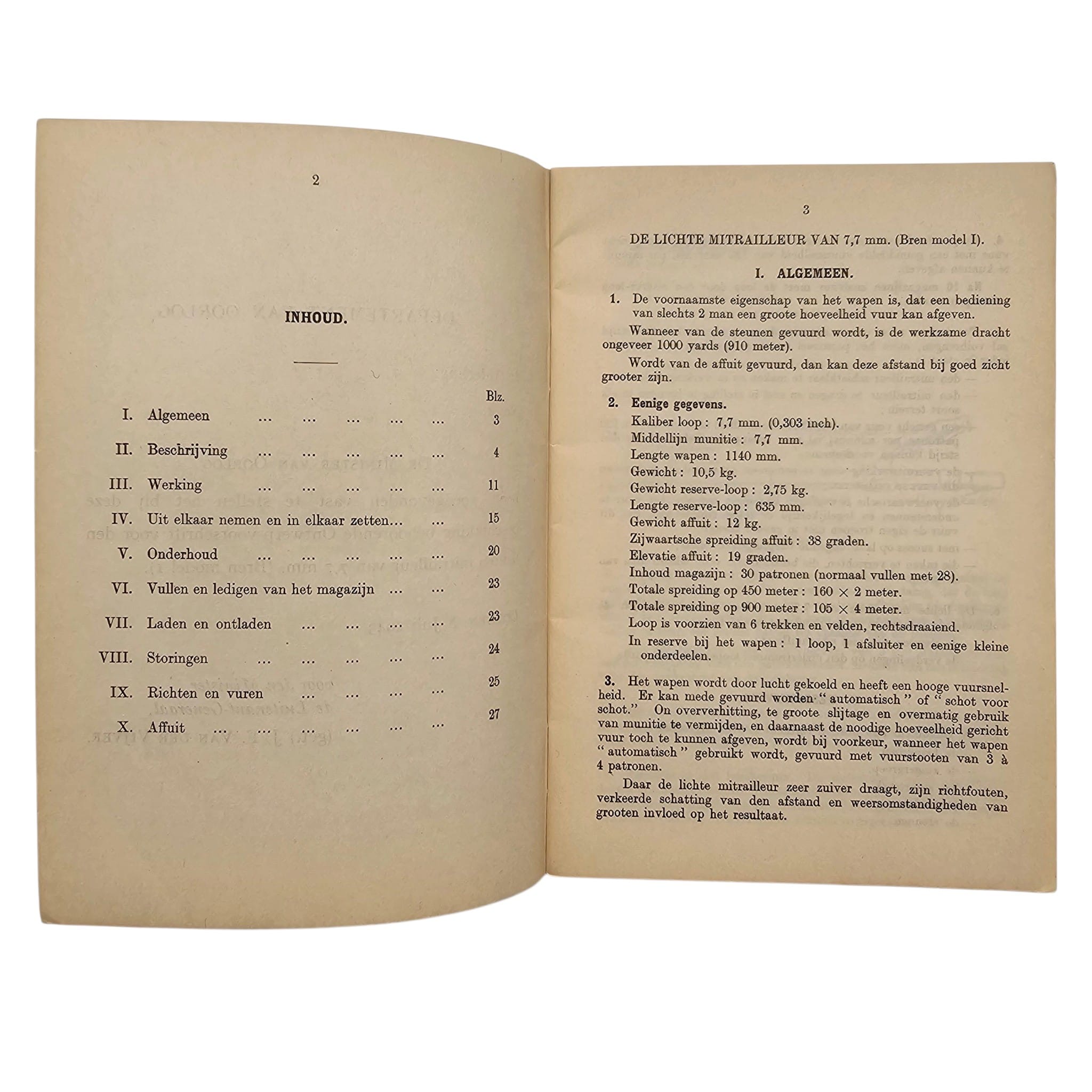 Original WWII Dutch Army Bren Model I 7.7mm Light Machine Gun Manual No. 802 – London 1943 - Afbeelding 3