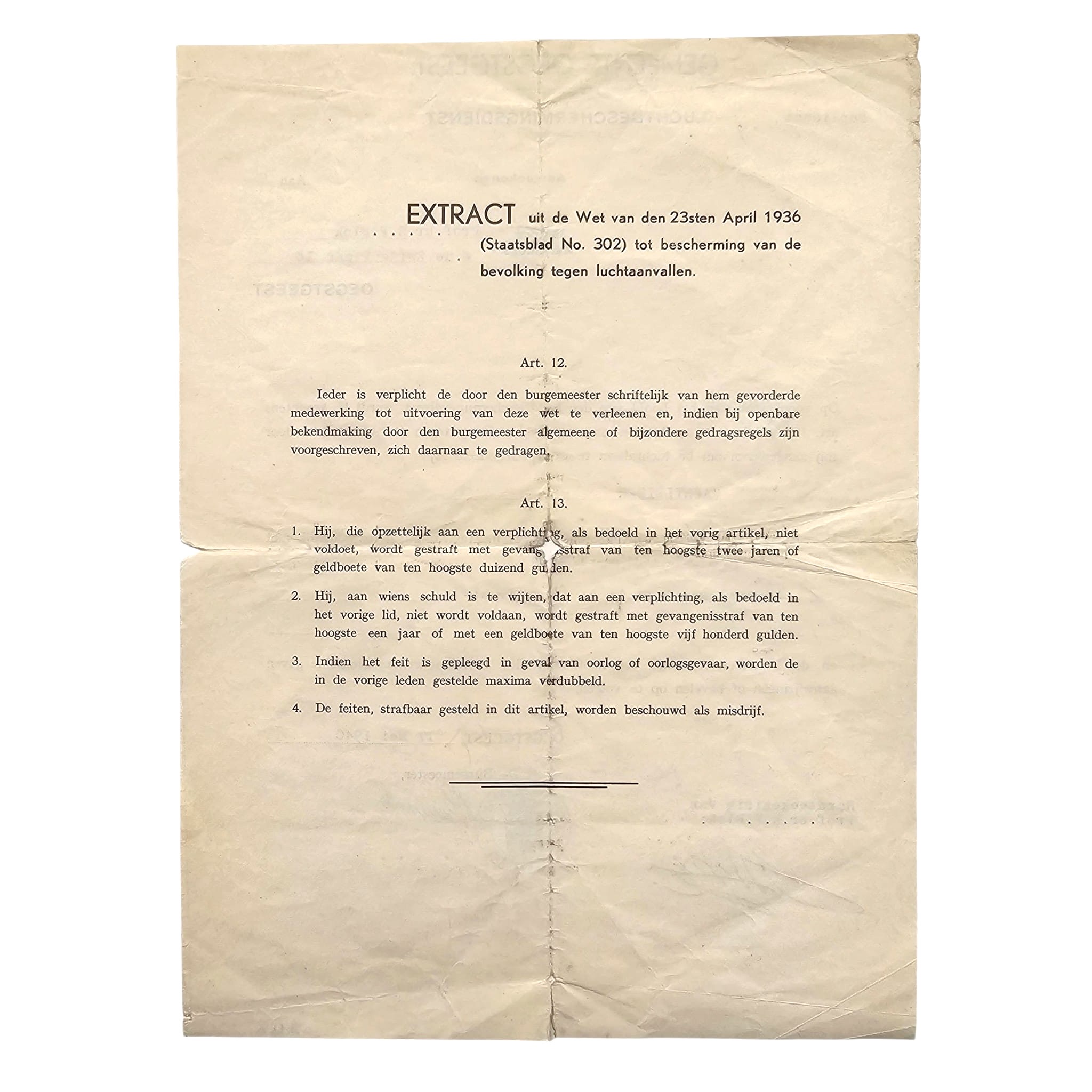 Original WWII Dutch Air Raid Protection Service Documents & ID Card Oegstgeest 1940 – Prof. H.P. Blok - Afbeelding 4