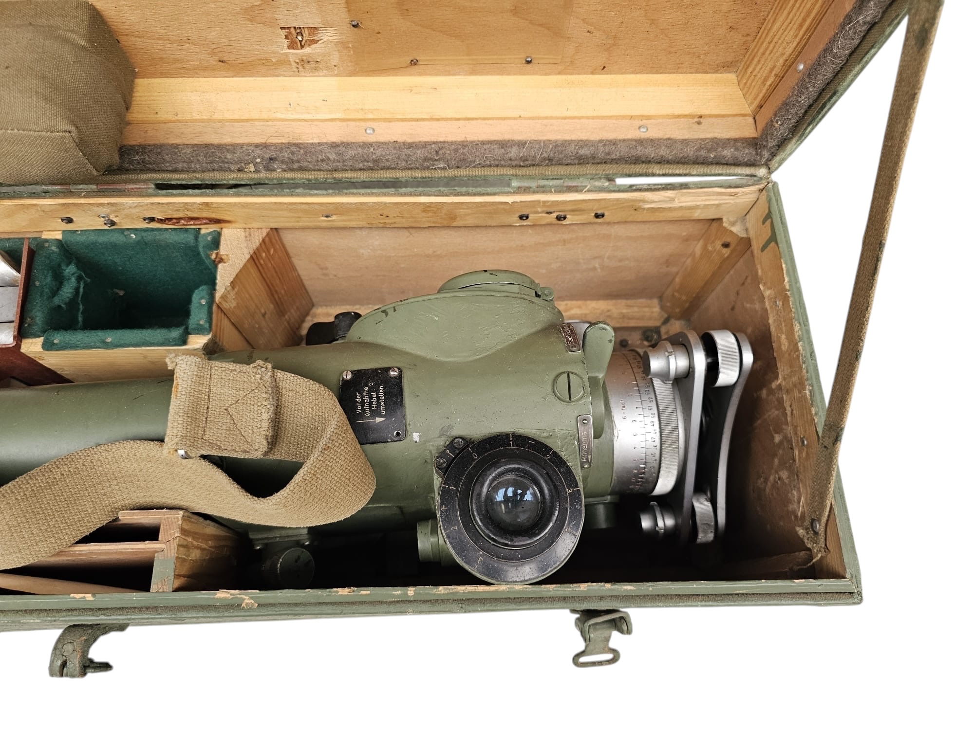 Original Cold War DDR NVA Soviet Military Periscope with Tripod and Wooden Transport Case - Afbeelding 22