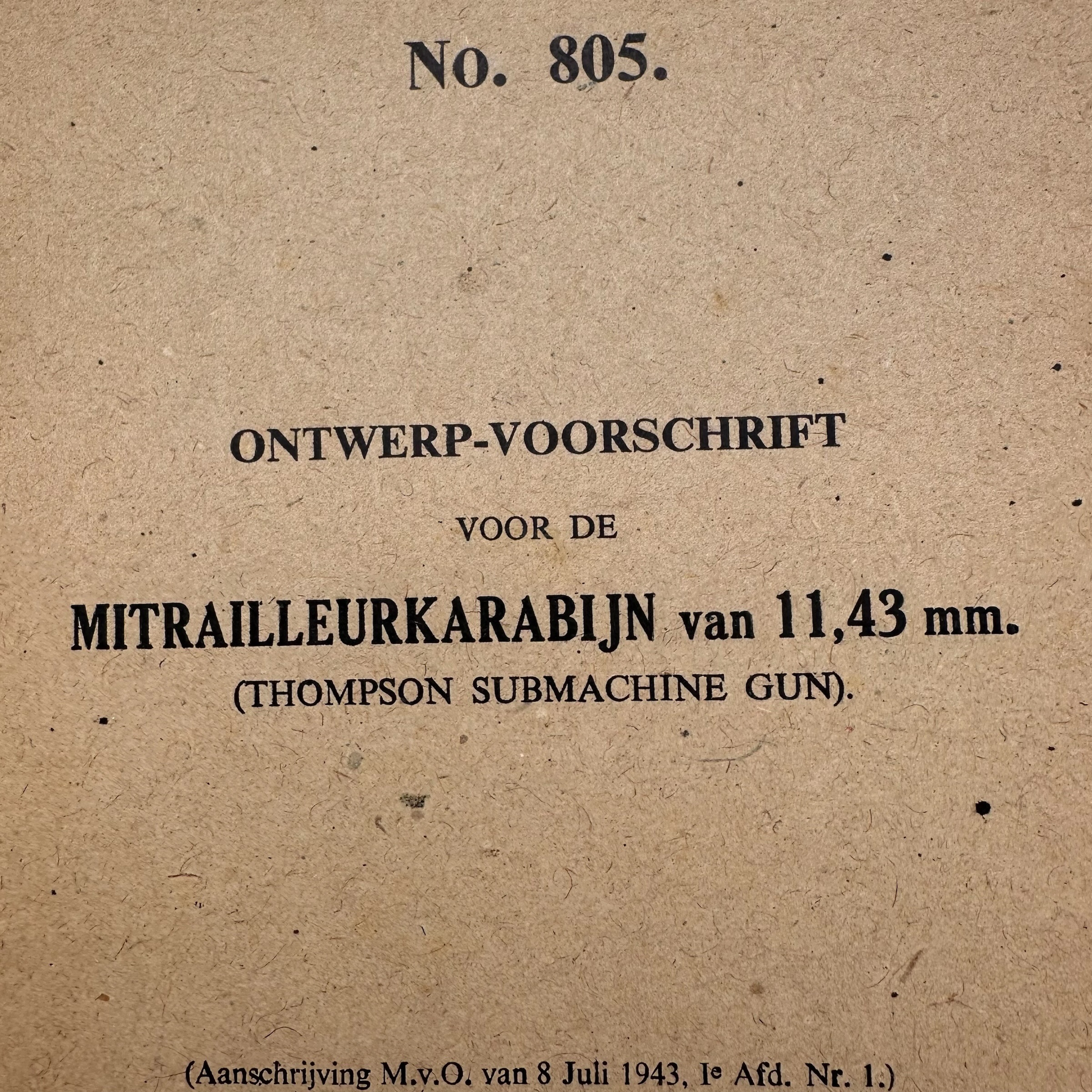 Original WWII Dutch army (London 1943) manual Thompson
