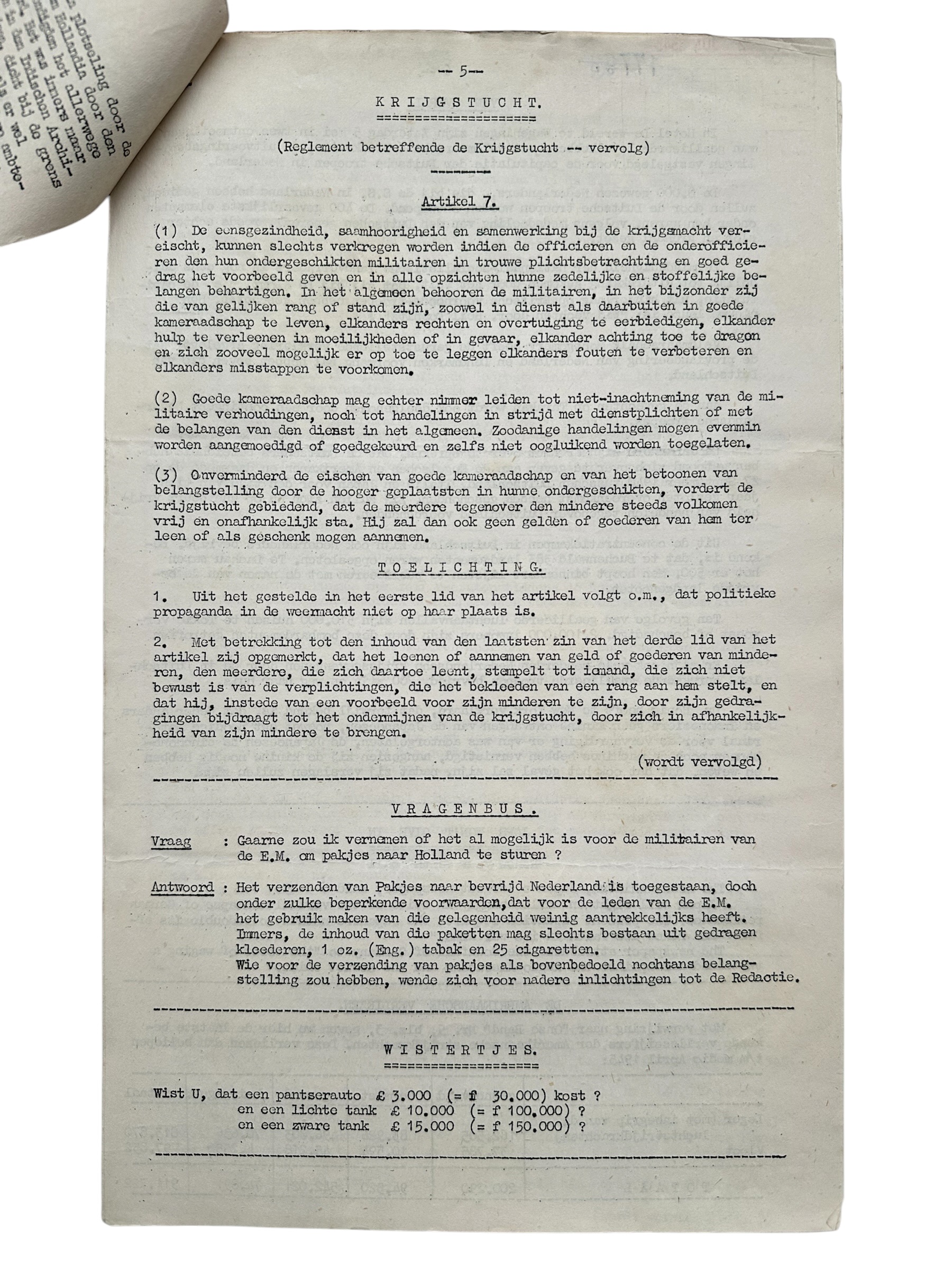 Original WWII Dutch 'Onze Band' Expeditionary Force Newspaper No. 7 – Liberation of the Netherlands – 12 May 1945 - Afbeelding 10