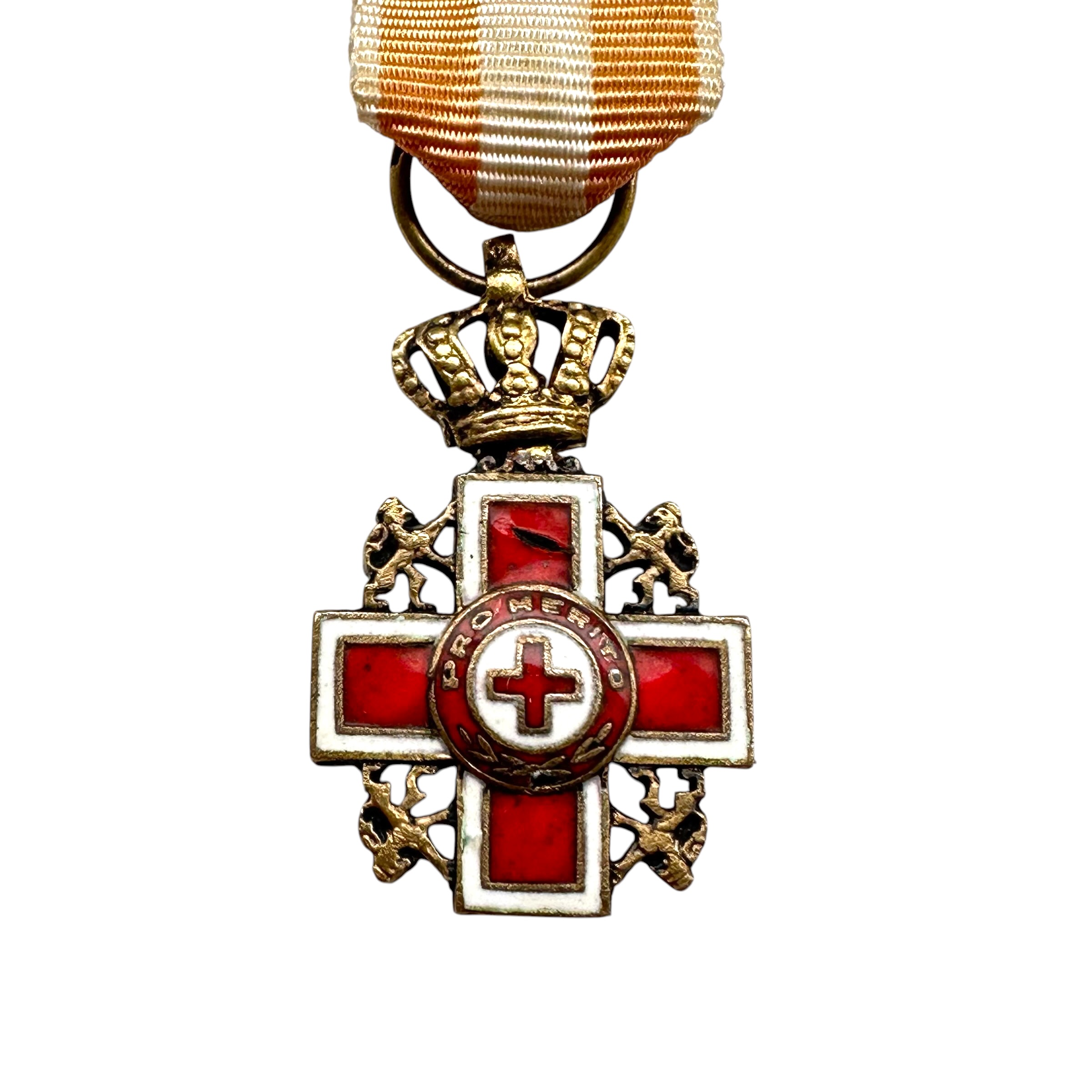 Original Dutch Red Cross Cross of Merit Miniature Medal 'Pro Merito' – 1867 – Nederlandsche Roode Kruis