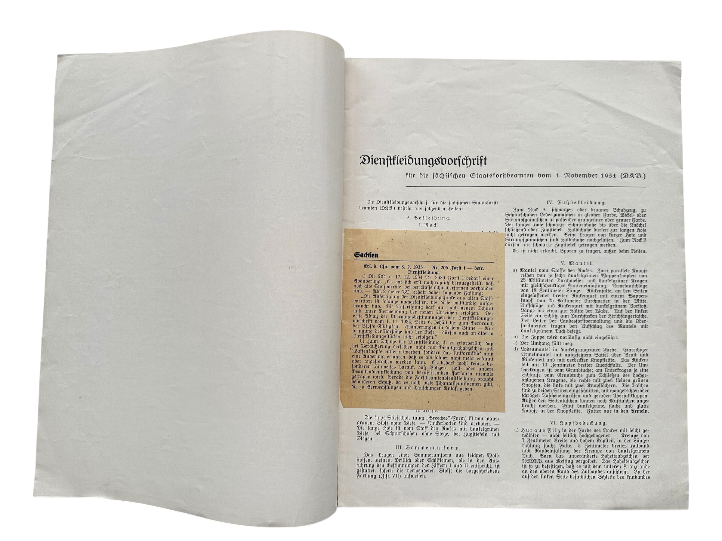 Original 1934 German Saxony State Forestry Service Uniform Regulations – Dienstkleidungsvorschrift Sächsische Staatsforstbeamten - Afbeelding 5