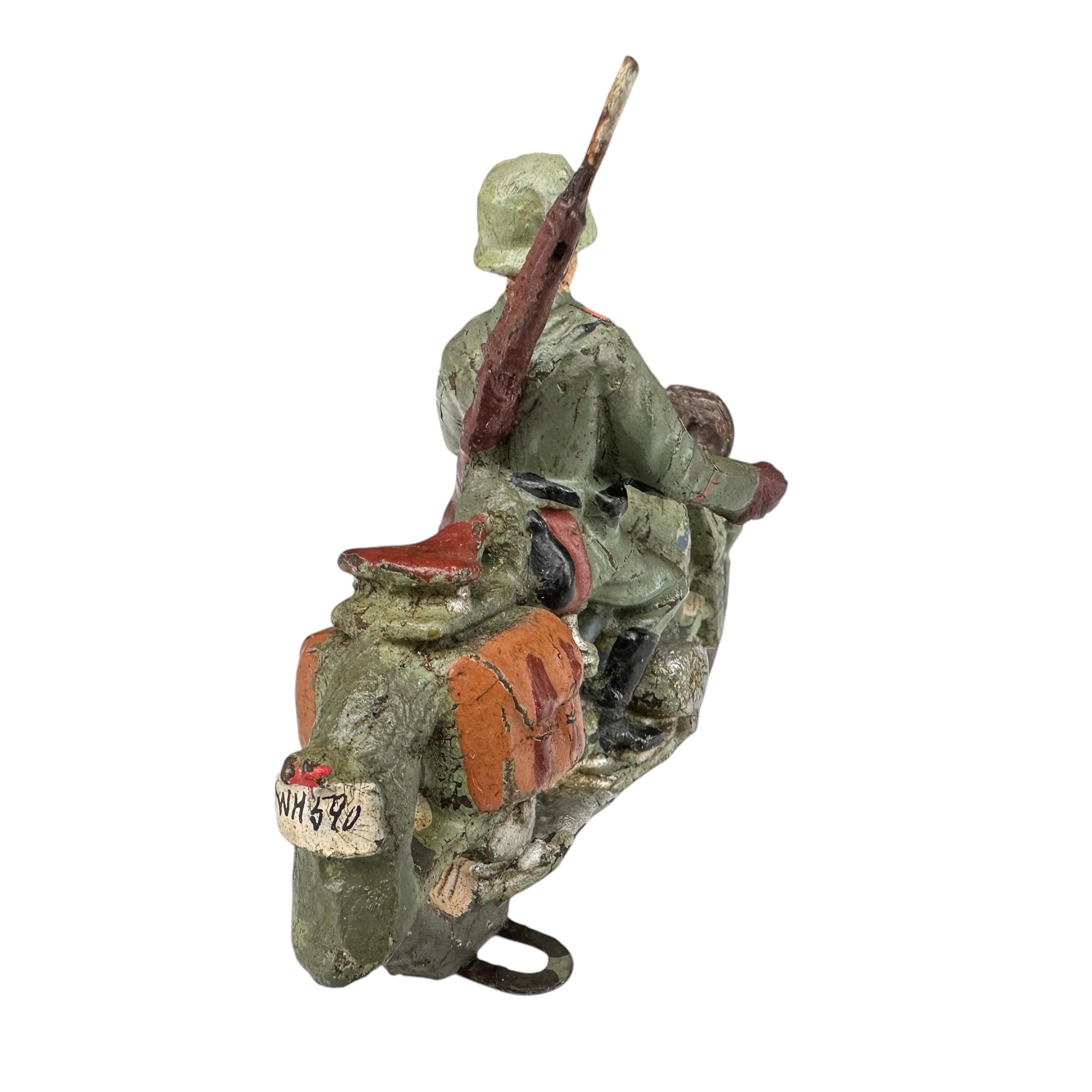 Original WWII German Elastolin Wehrmacht BMW Motorcycle Rider Toy Figure