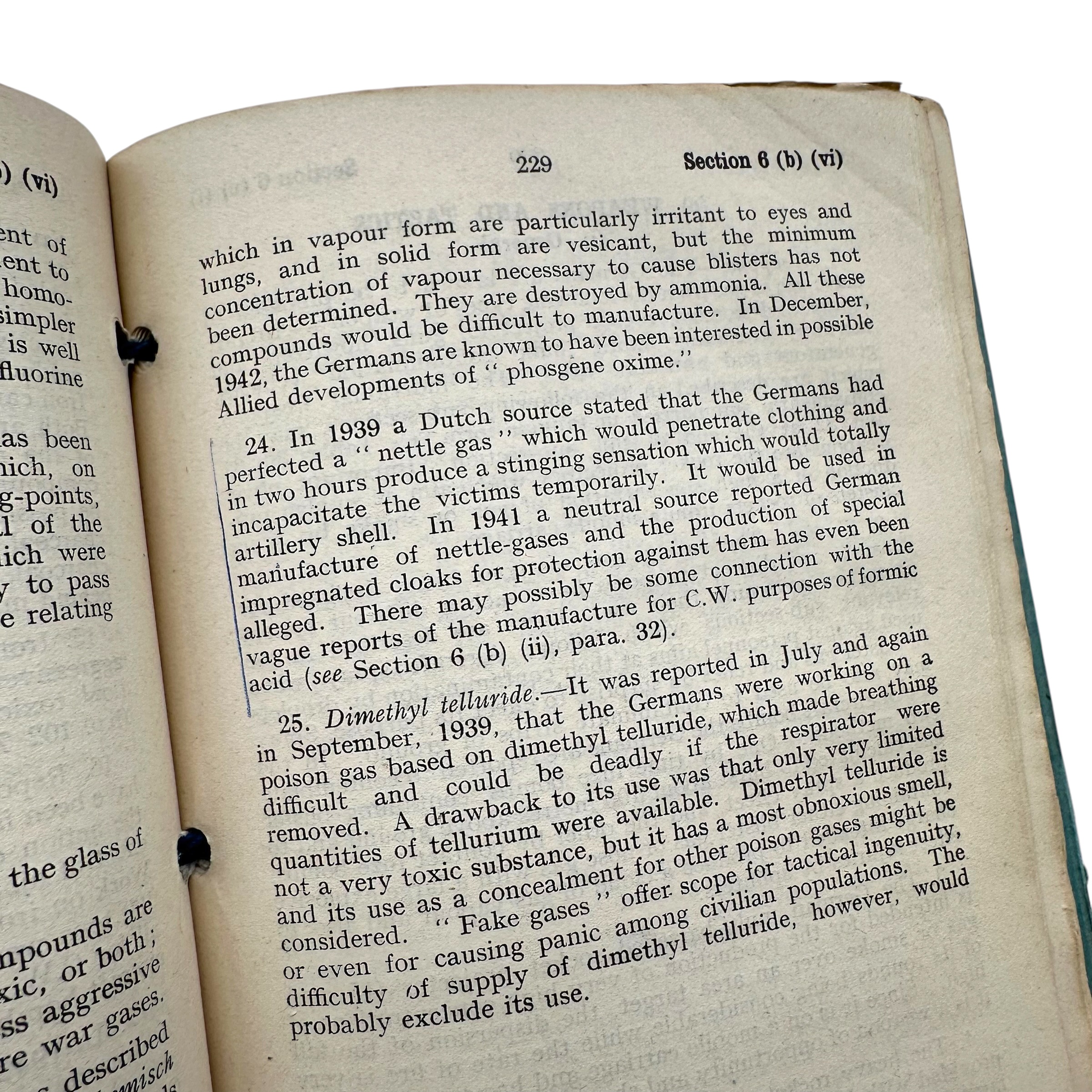 Original WWII British Secret MI10 Intelligence Book 'New Notes on German Chemical Warfare' – War Office 1943