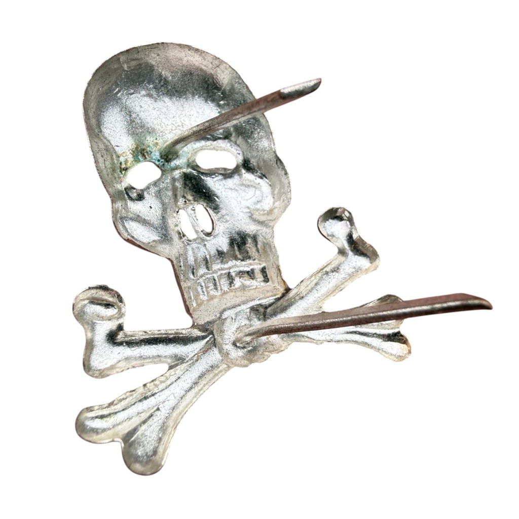 Original WWII German Braunschweiger Totenkopf Skull Visor Cap Tradition Badge - Image 2