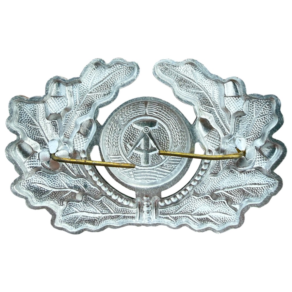 Original East German DDR NVA Visor Cap Cockade with Oak Leaf Wreath – Cold War back side