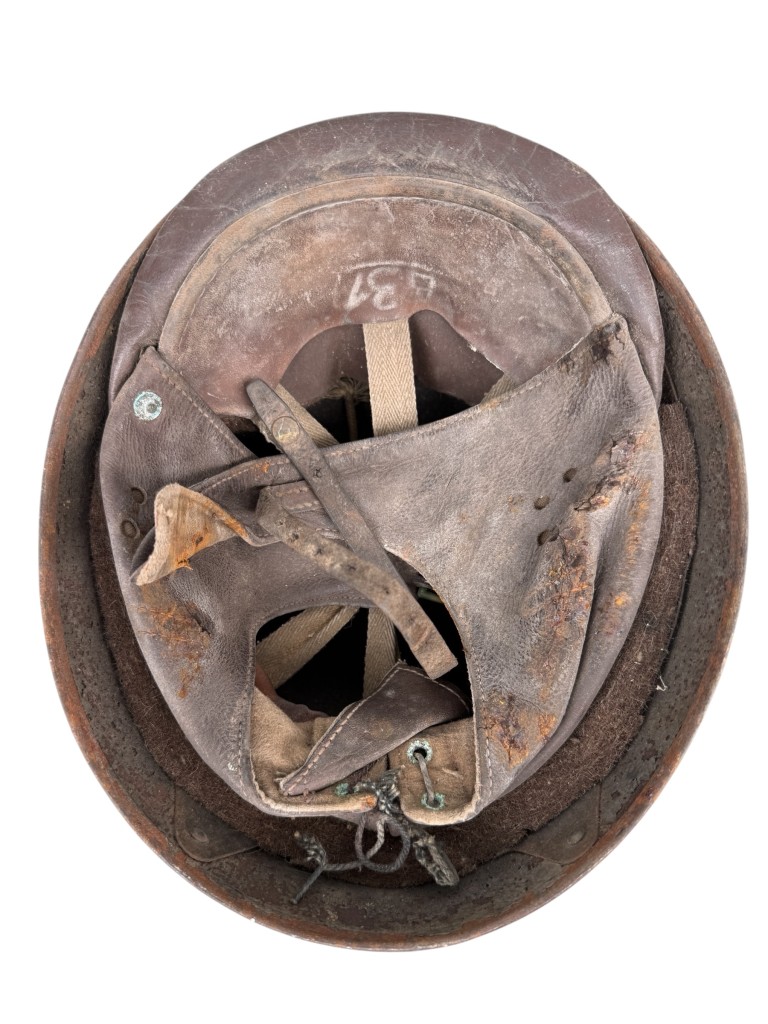 Original WWII British Dispatch Rider Helmet 1945 – Rotterdam Attic Find - Image 4