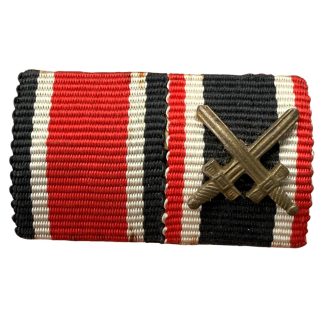 Original WWII German Iron Cross and KVK ribbon bar