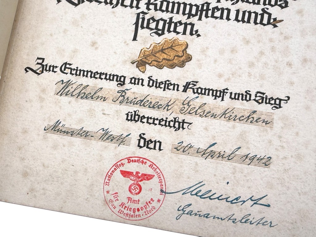 Original WWII German Ehren-Chronik 1939 Wehrmacht Honor Chronicle with Award Entry - Afbeelding 5