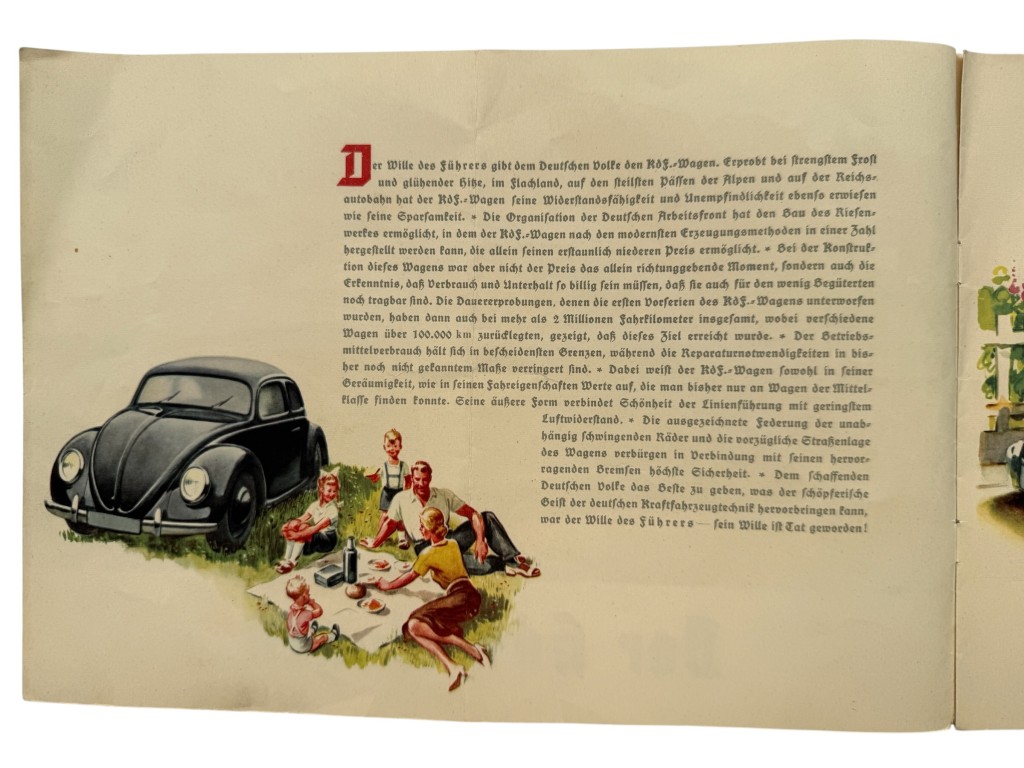 Original 1938 German KdF-Wagen Volkswagen Sales Brochure DAF Kraft durch Freude