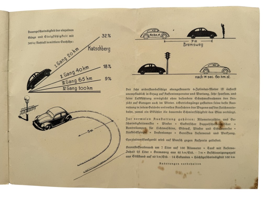 Original 1938 German KdF-Wagen Volkswagen Sales Brochure DAF Kraft durch Freude