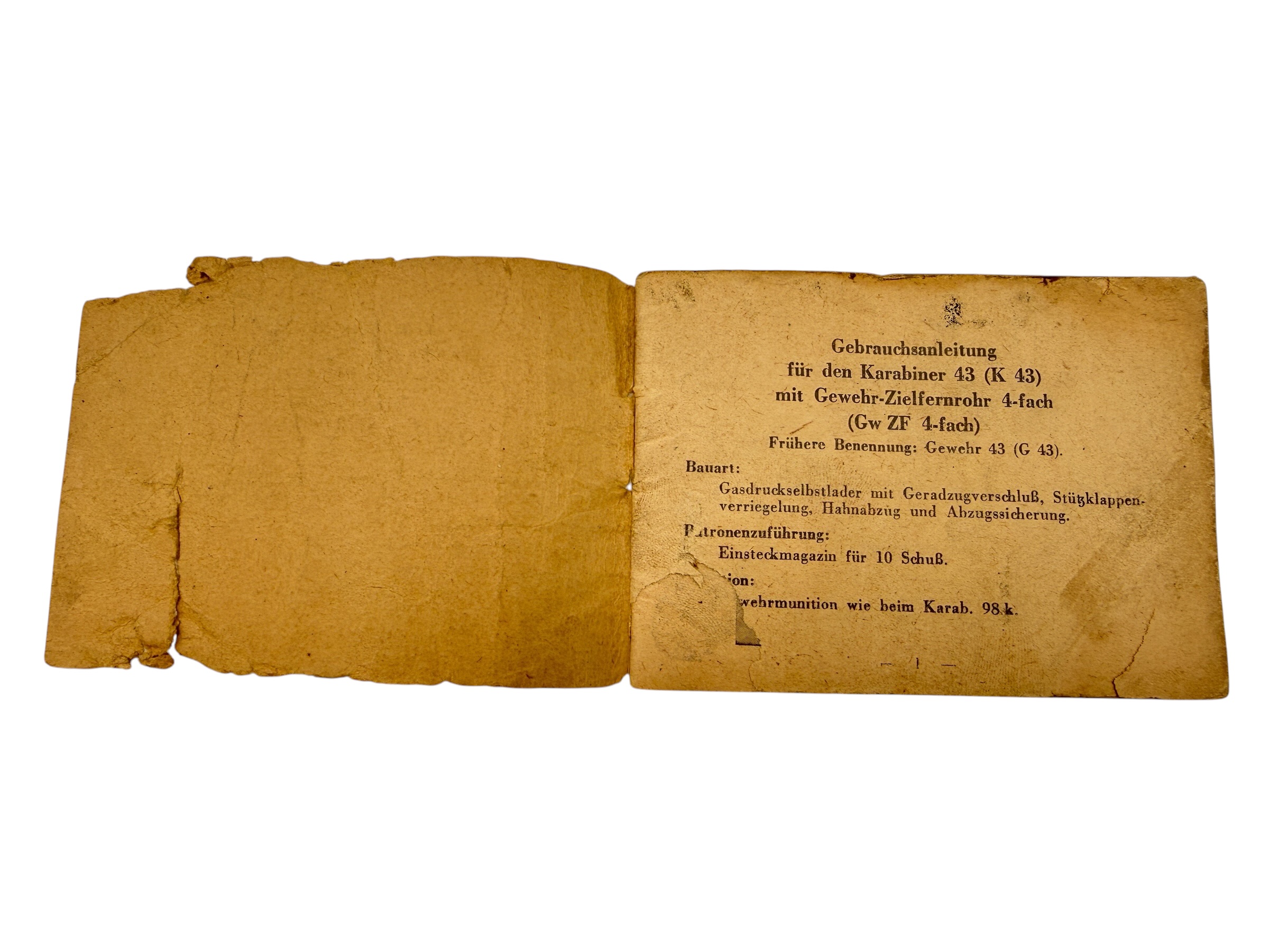 Original WWII German Karabiner 43 K43 Sniper Rifle 4x Scope Manual D 1865/2 1944 - Afbeelding 3