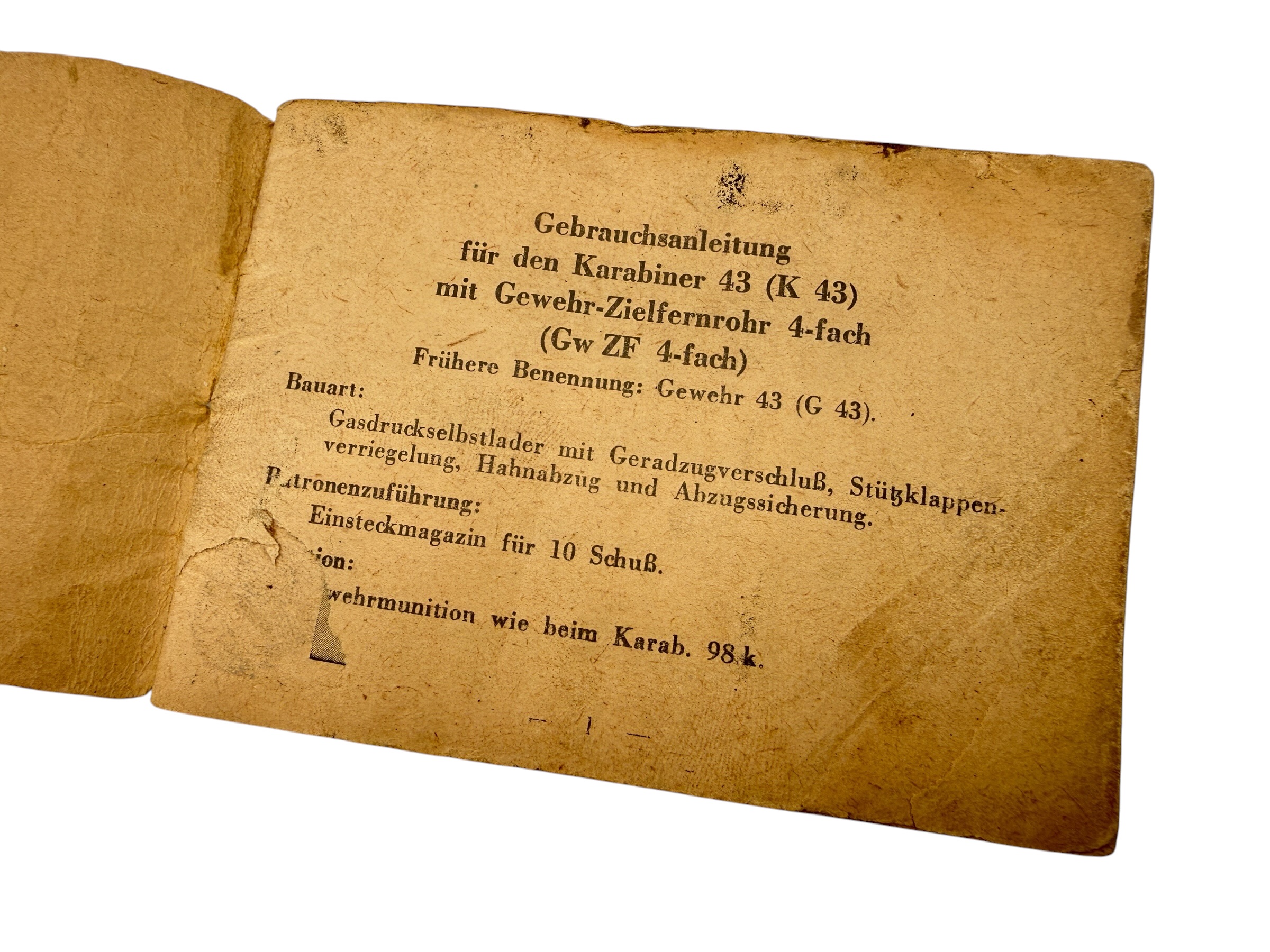 Original WWII German Karabiner 43 K43 Sniper Rifle 4x Scope Manual D 1865/2 1944 - Afbeelding 4