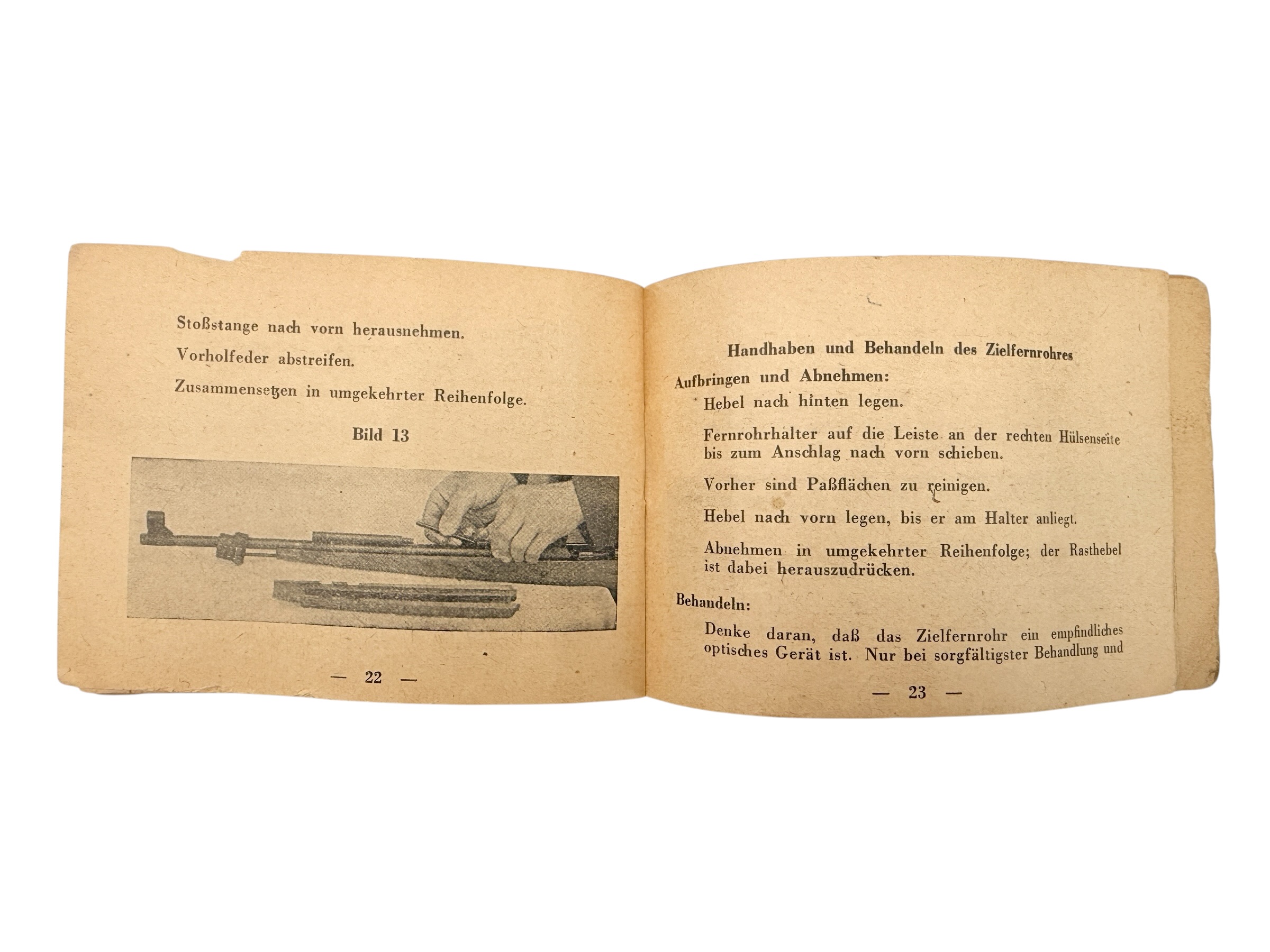 Original WWII German Karabiner 43 K43 Sniper Rifle 4x Scope Manual D 1865/2 1944 - Afbeelding 16