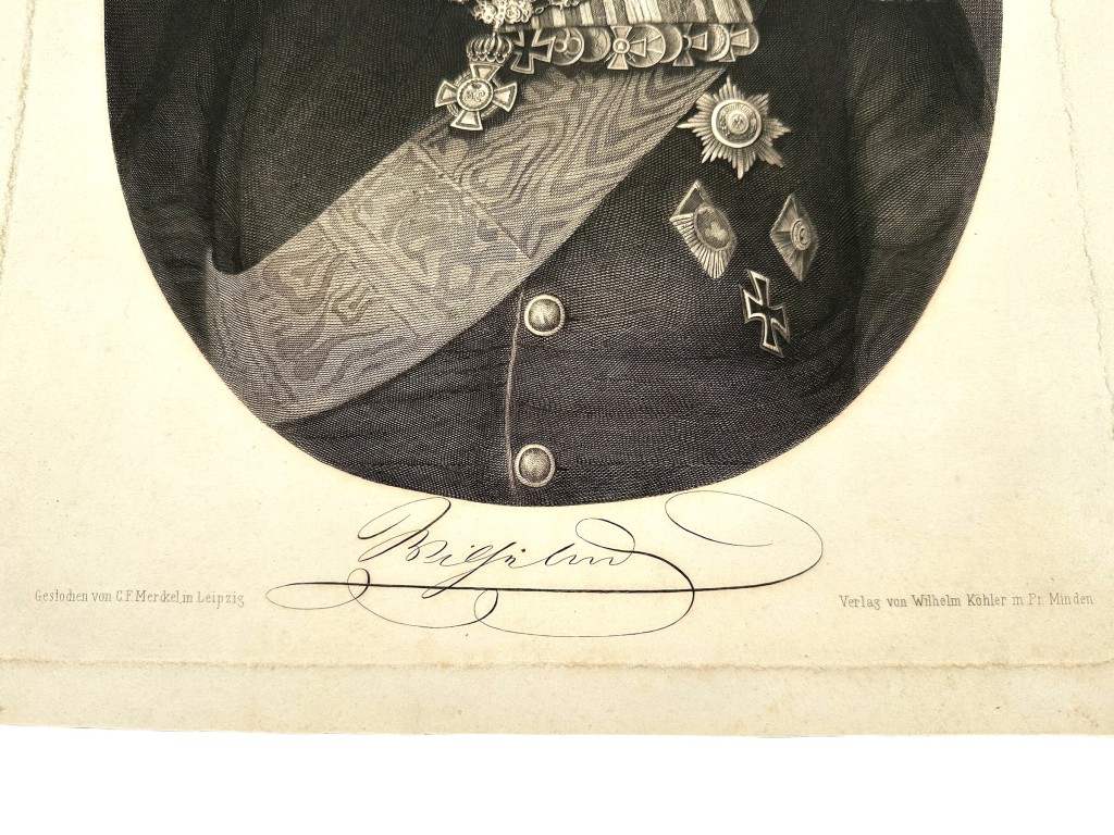 Original 19th Century German Prinz Carl von Preussen Steel Engraving – C. F. Merkel Leipzig