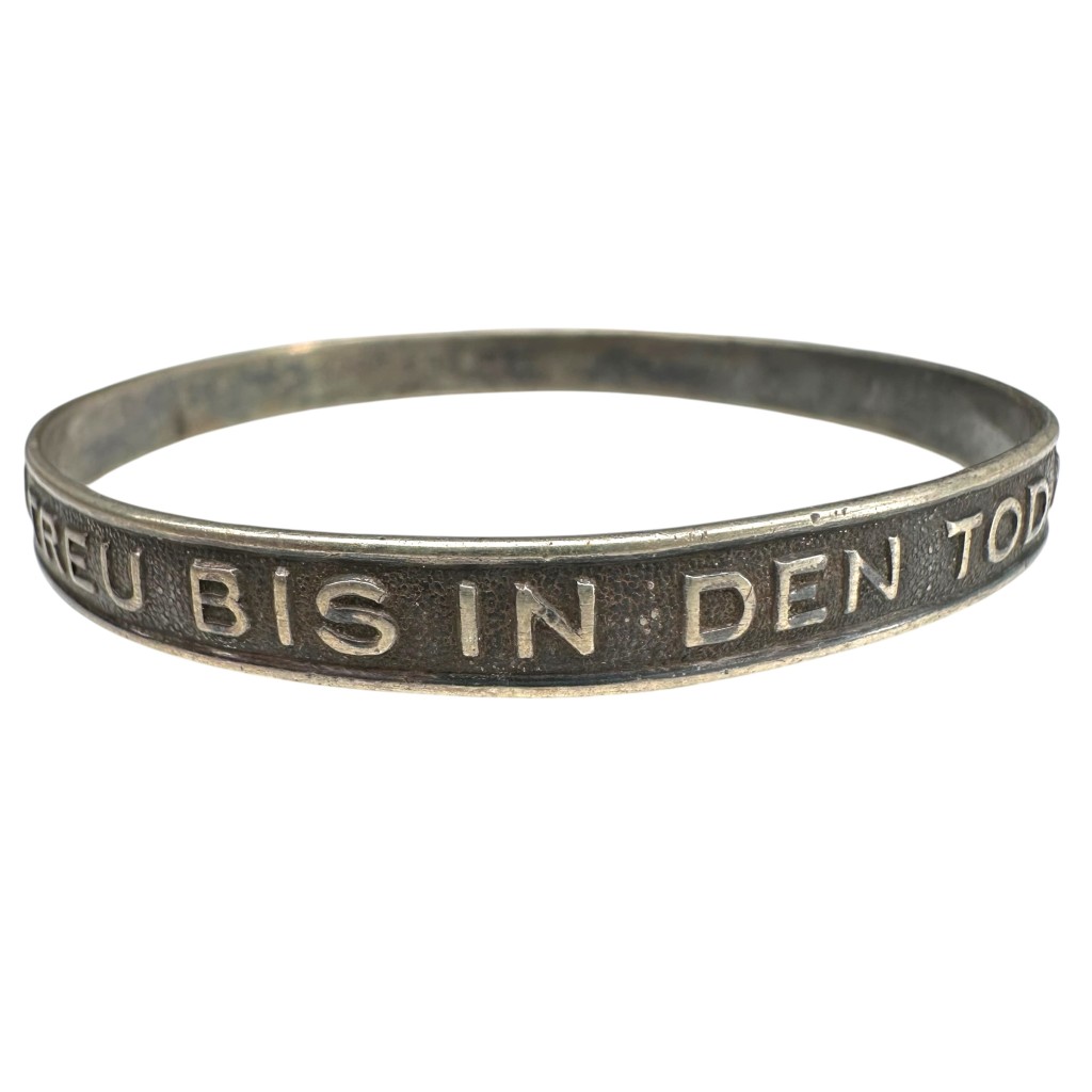 Original German WW1 'Treu bis in den Tod 1914' Patriotic Bracelet with Iron Cross and KJAG Mark - Afbeelding 3