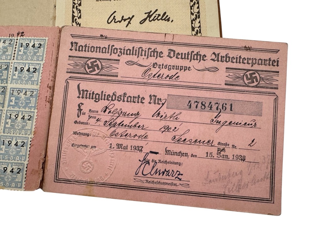 Original WWII German NS-Volkswohlfahrt NSV Membership Grouping Wolfgang Wirth with documents and stickpin - Bad Lauterberg - Afbeelding 8
