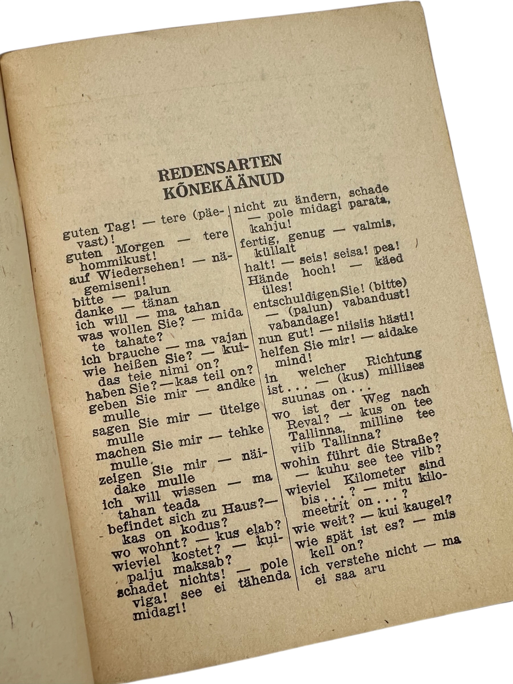 Original WWII German-Estonian Soldiers' Dictionary Soldaten-Wörterbuch by Feldw. Taada - Afbeelding 4