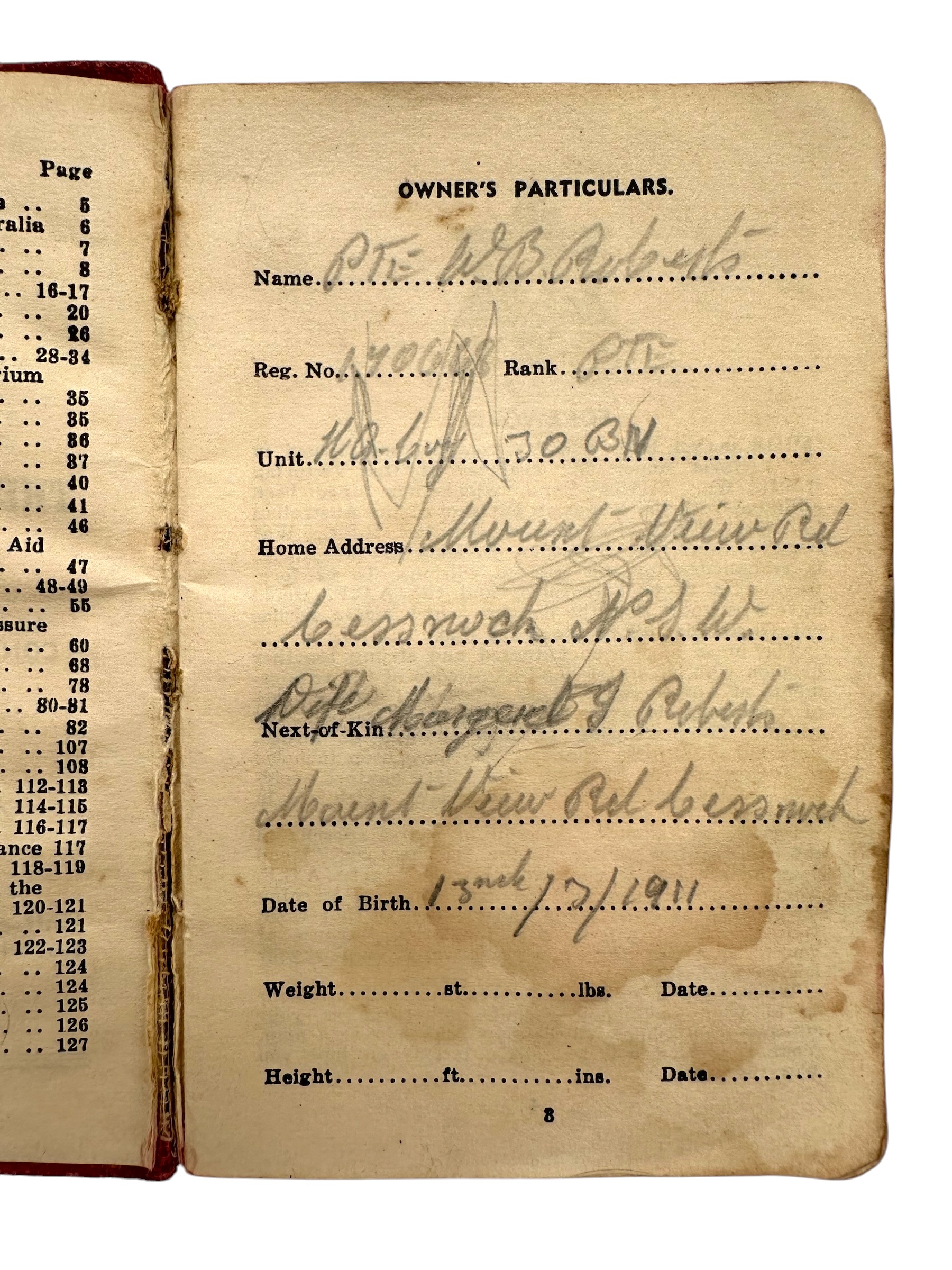 Original WWII Australian Soldiers' Pocket Book 1940 – Named 2nd AIF Soldier - Afbeelding 3