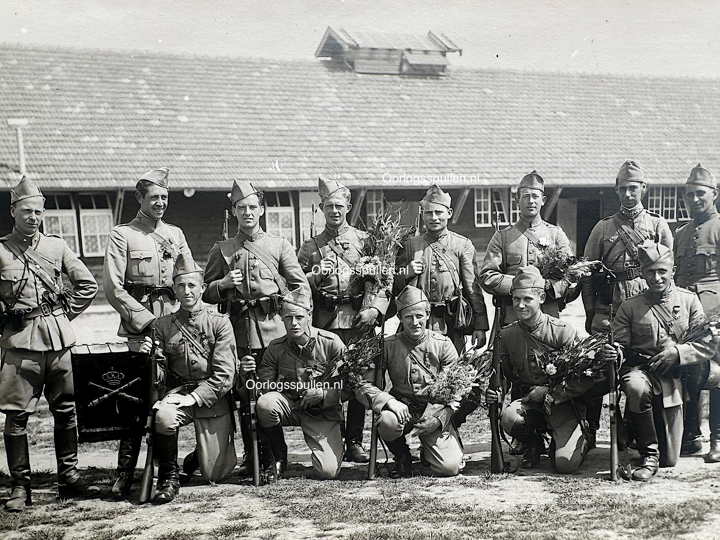 Original 1939 Dutch Army 1st RVA Harderwijk Group Photo Experimental Uniform 'Rare'