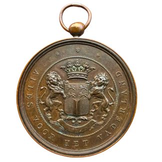 Originele Nederlandse schuttersmedaille 1893 Korps Koninklijke Scherpschutters Majoor van Stolk tweede prijs J.J. Stavast Rotterdam