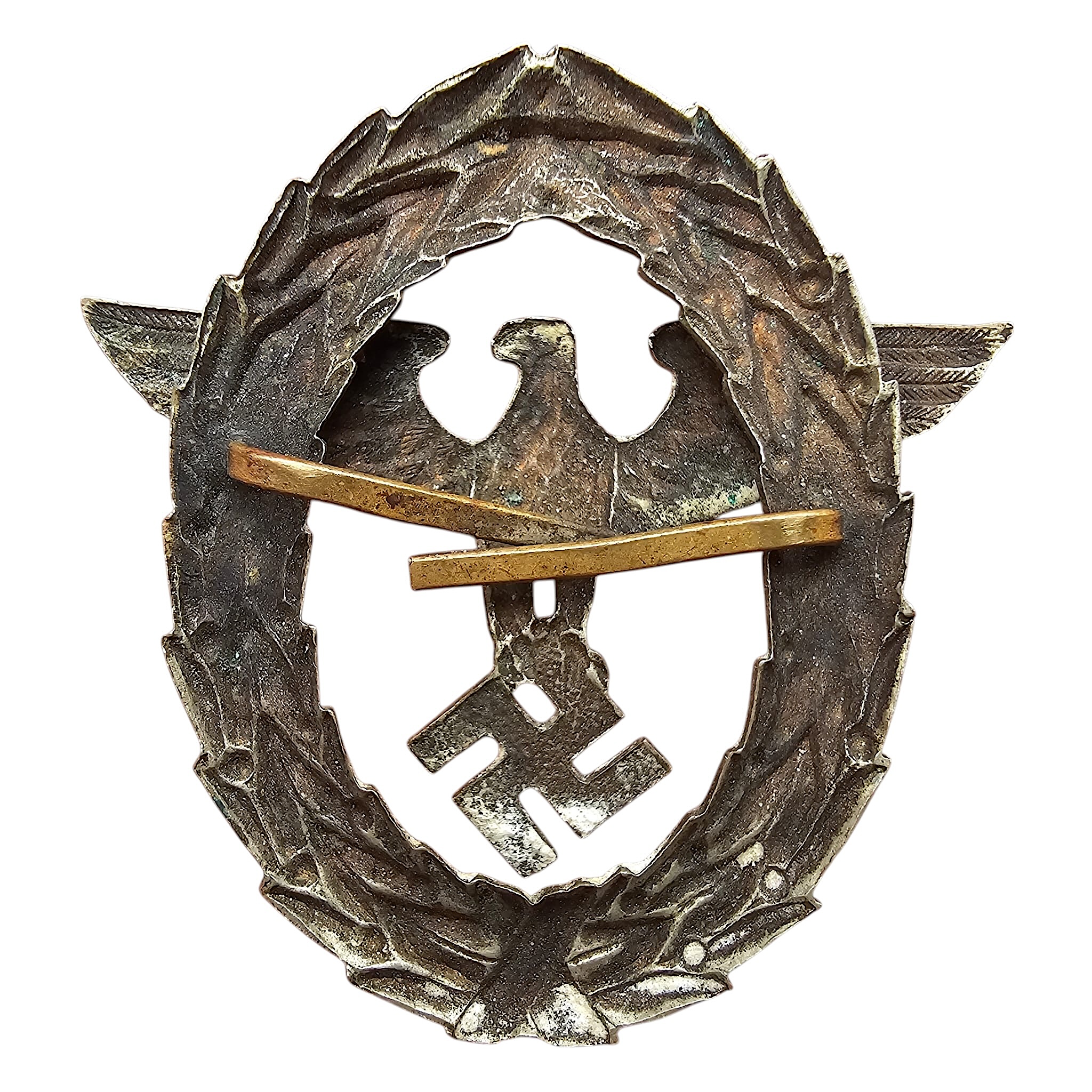 Original 1934-1936 German Polizei Early 1st Pattern Schirmmütze Visor Cap Eagle Reverse with prongs