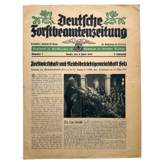 Rare original Deutsche Forstbeamtenzeitung 4 April 1937 NSDAP Reichsbund der Deutschen Beamten German forestry Third Reich newspaper.