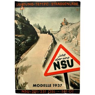 Original 1937 NSU motorcycle sales brochure 201 OSL 251 OSL 351 OT pre-WWII German motorcycle advertising catalogue Neckarsulm.