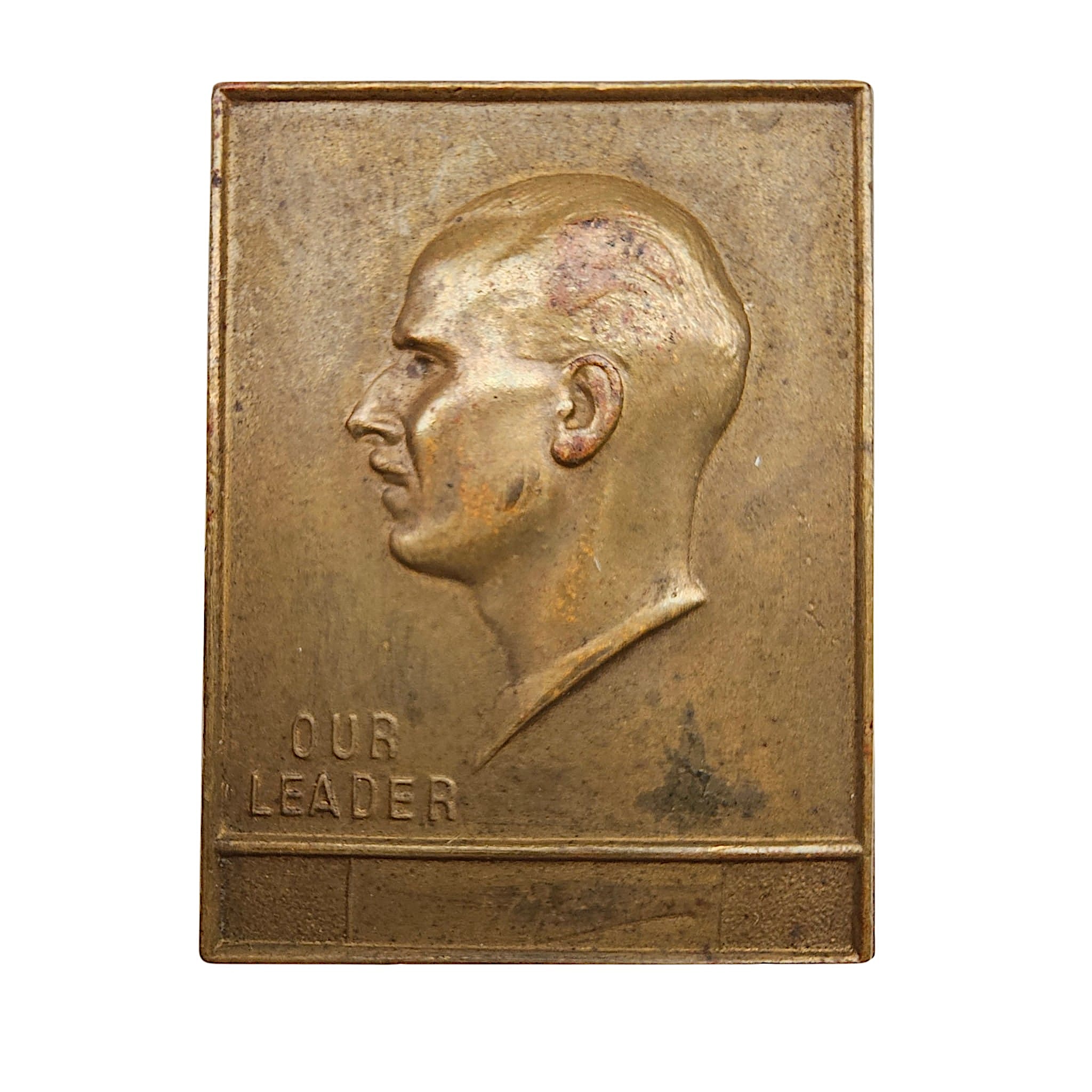 Original 1938 British Union of Fascists BUF Oswald Mosley 'Our Leader' badge British fascist political memorabilia.