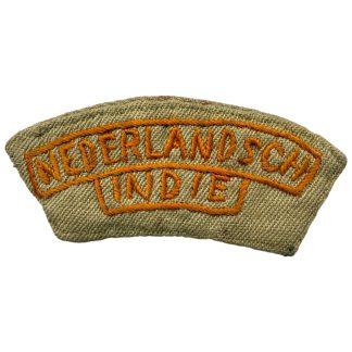 Origineel Nederlandsch Indië mouwembleem 1945-1949 kaki oranje borduurwerk Nederlandse militairen Indonesische Onafhankelijkheidsoorlog.