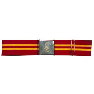 Original 1970s Rhodesian Armoured Car Regiment stable belt red yellow sable antelope buckle Rhodesian Bush War militaria.